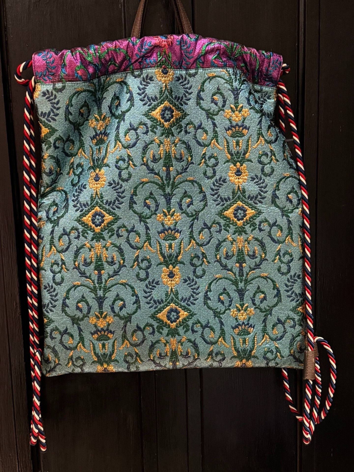 Gucci Gucci Embroidered Satin Backpack with Drawstring Size ONE SIZE - 6 Thumbnail