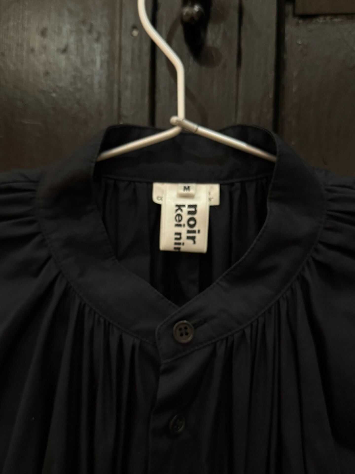 Noir Kei Ninomiya black ruched button-up shirt dress Size M / US 6-8 / IT 42-44 - 4 Thumbnail