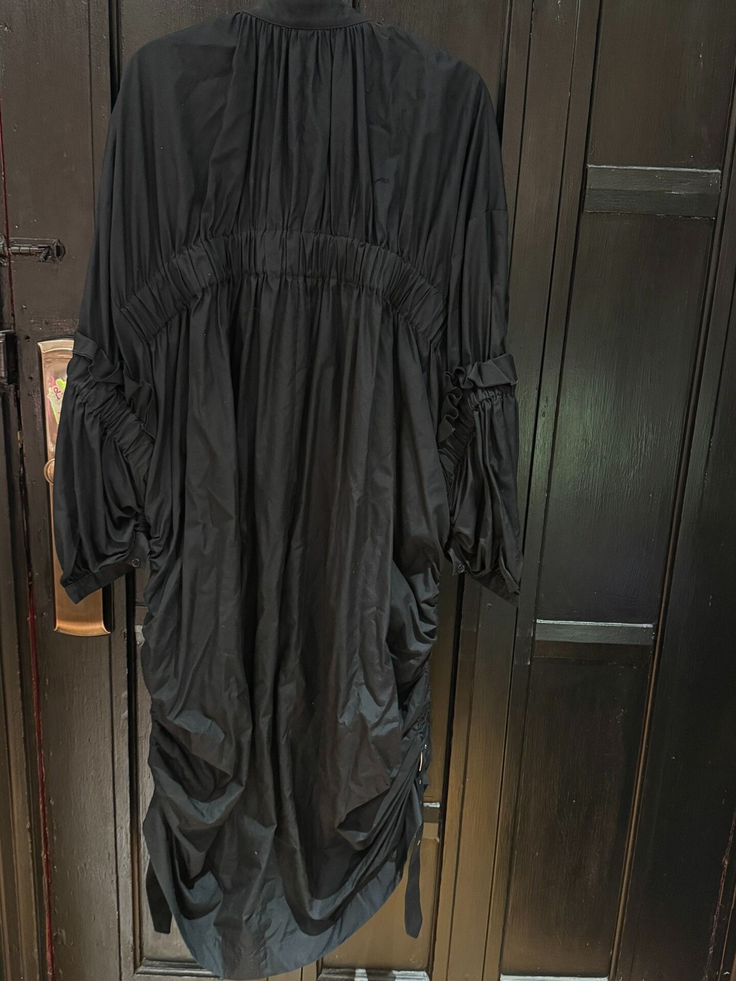 Noir Kei Ninomiya black ruched button-up shirt dress Size M / US 6-8 / IT 42-44 - 2 Thumbnail