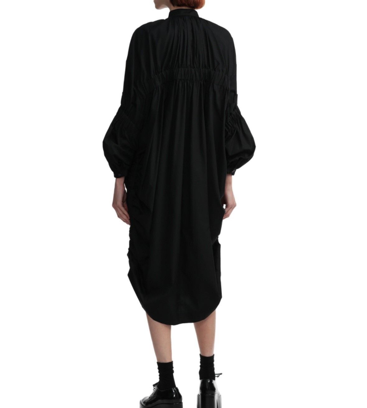 Noir Kei Ninomiya black ruched button-up shirt dress Size M / US 6-8 / IT 42-44 - 7 Thumbnail