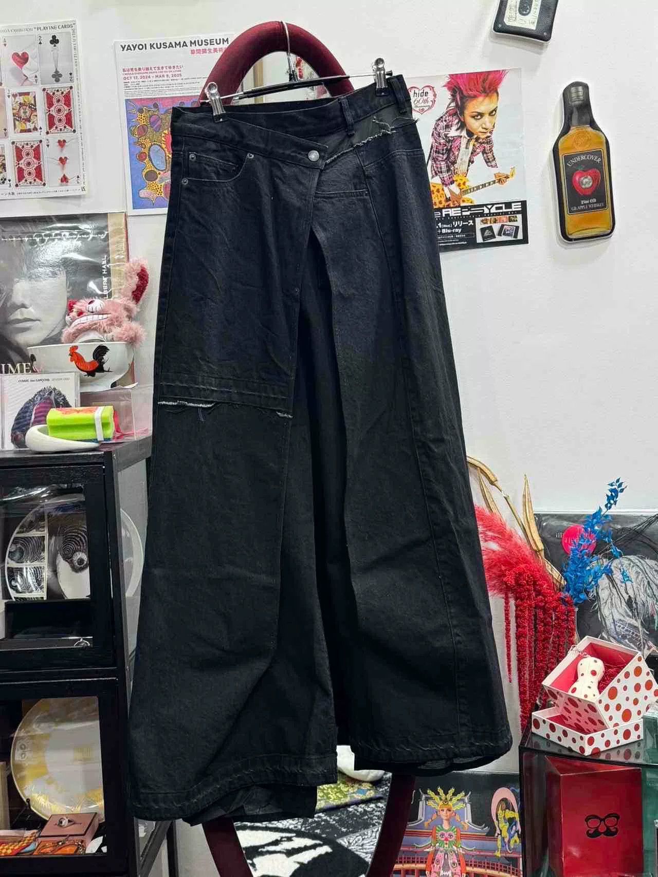 Undercover black deconstructed wide-leg jeans Size 22" - 2 Thumbnail