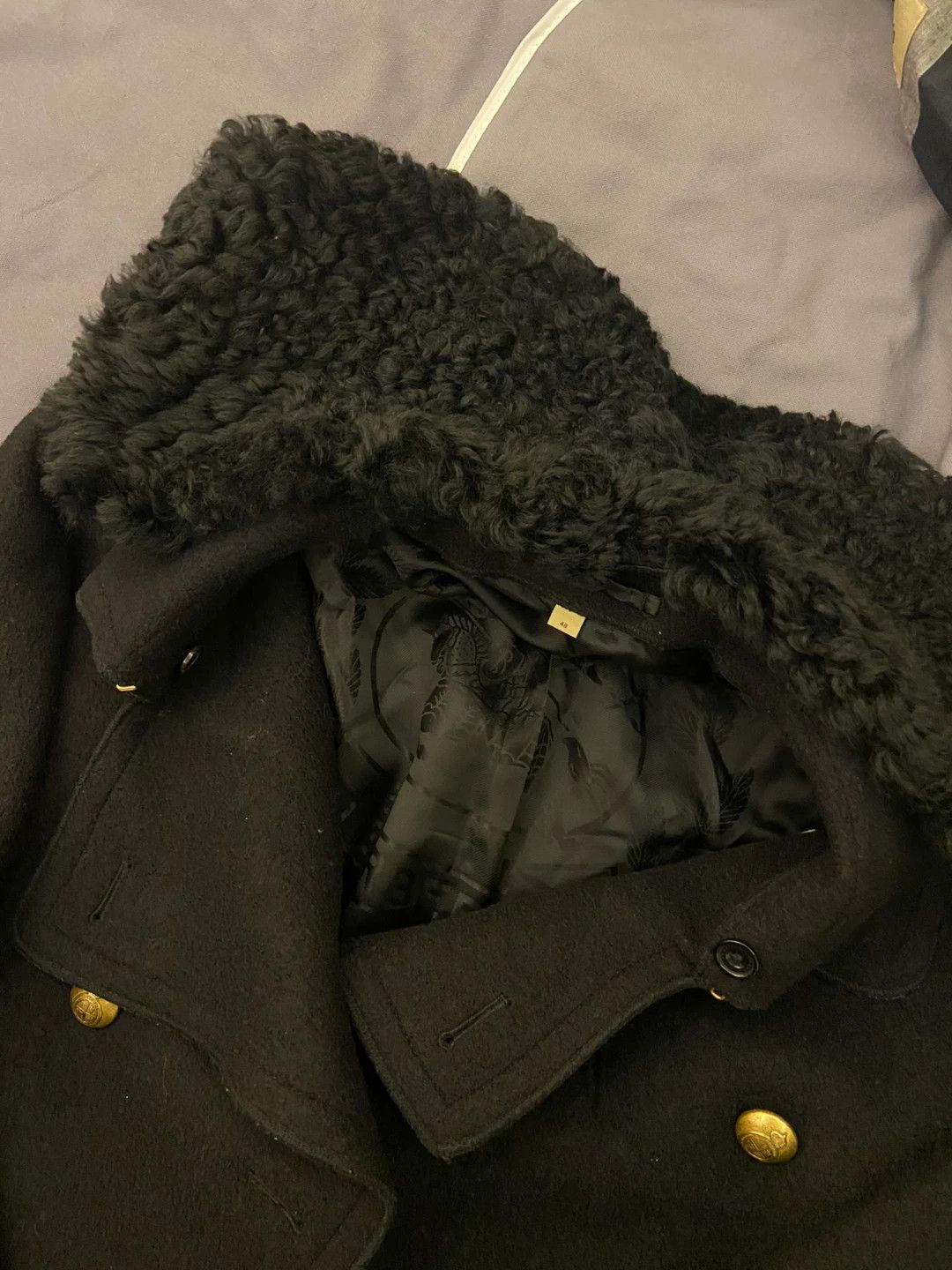 Burberry black wool coat with removable fur collar Size US M / EU 48-50 / 2 - 3 Thumbnail
