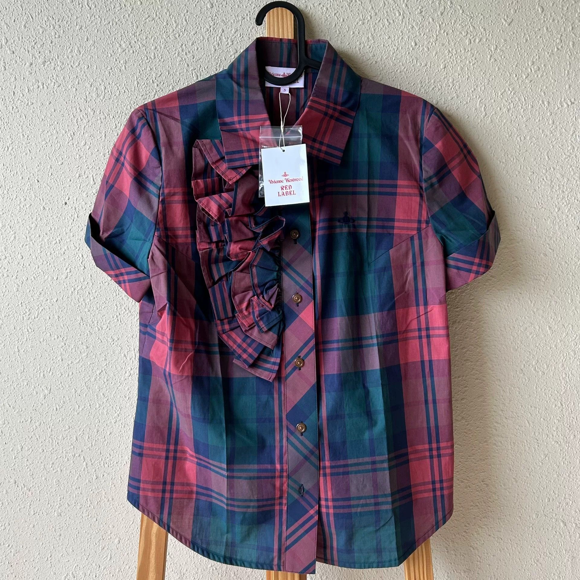 Vivienne Westwood red plaid ruffled blouse by vivienne westwood Size M / US 6-8 / IT 42-44 - 2 Thumbnail