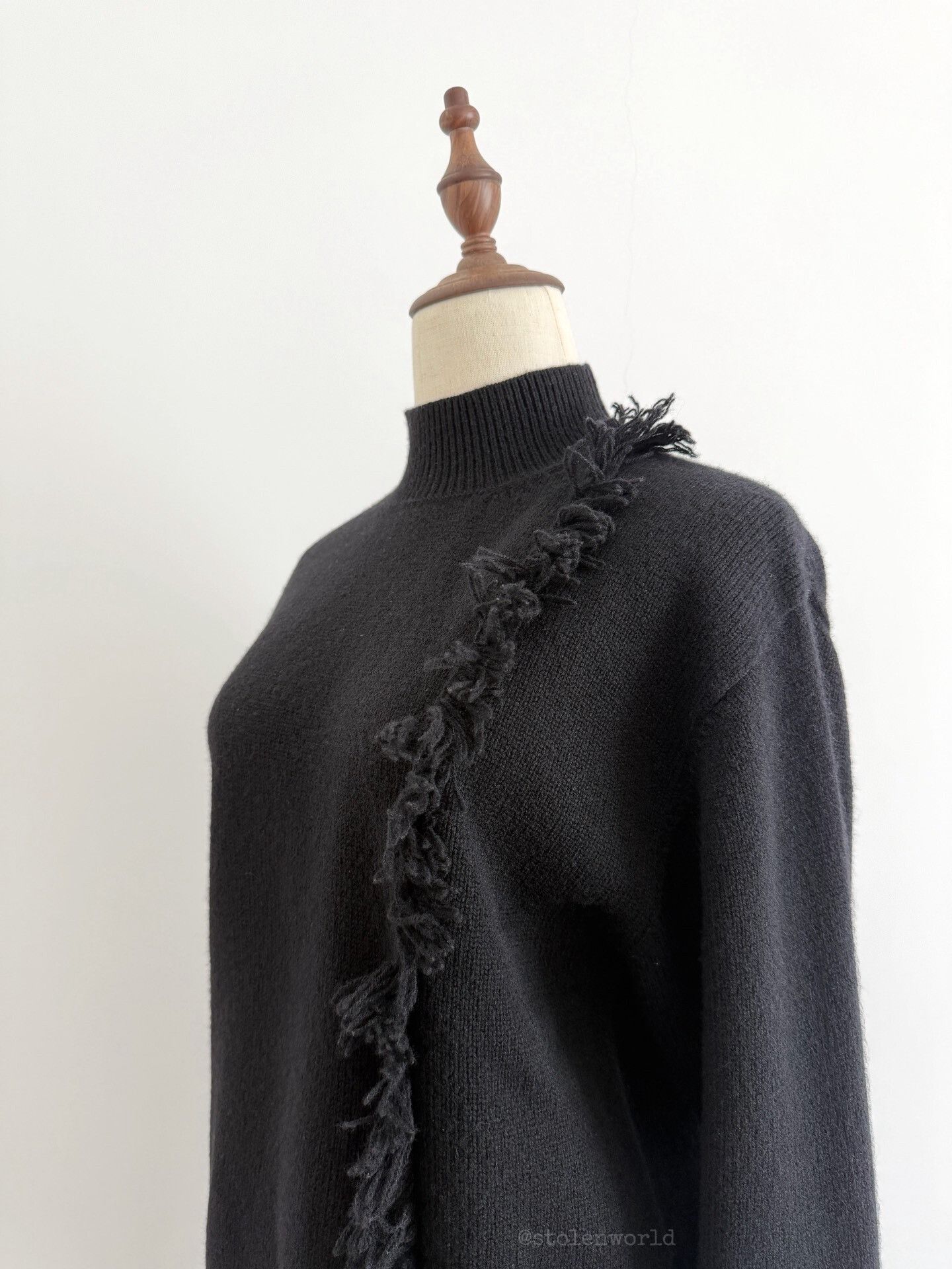 Y's black knitted high collar with tassel Size L / US 10 / IT 46 - 7 Thumbnail