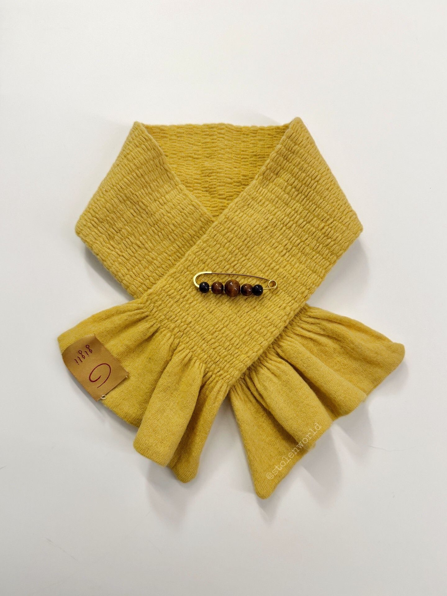 Romeo Gigli soft pleated wool scarf in ginger color Size ONE SIZE - 4 Thumbnail