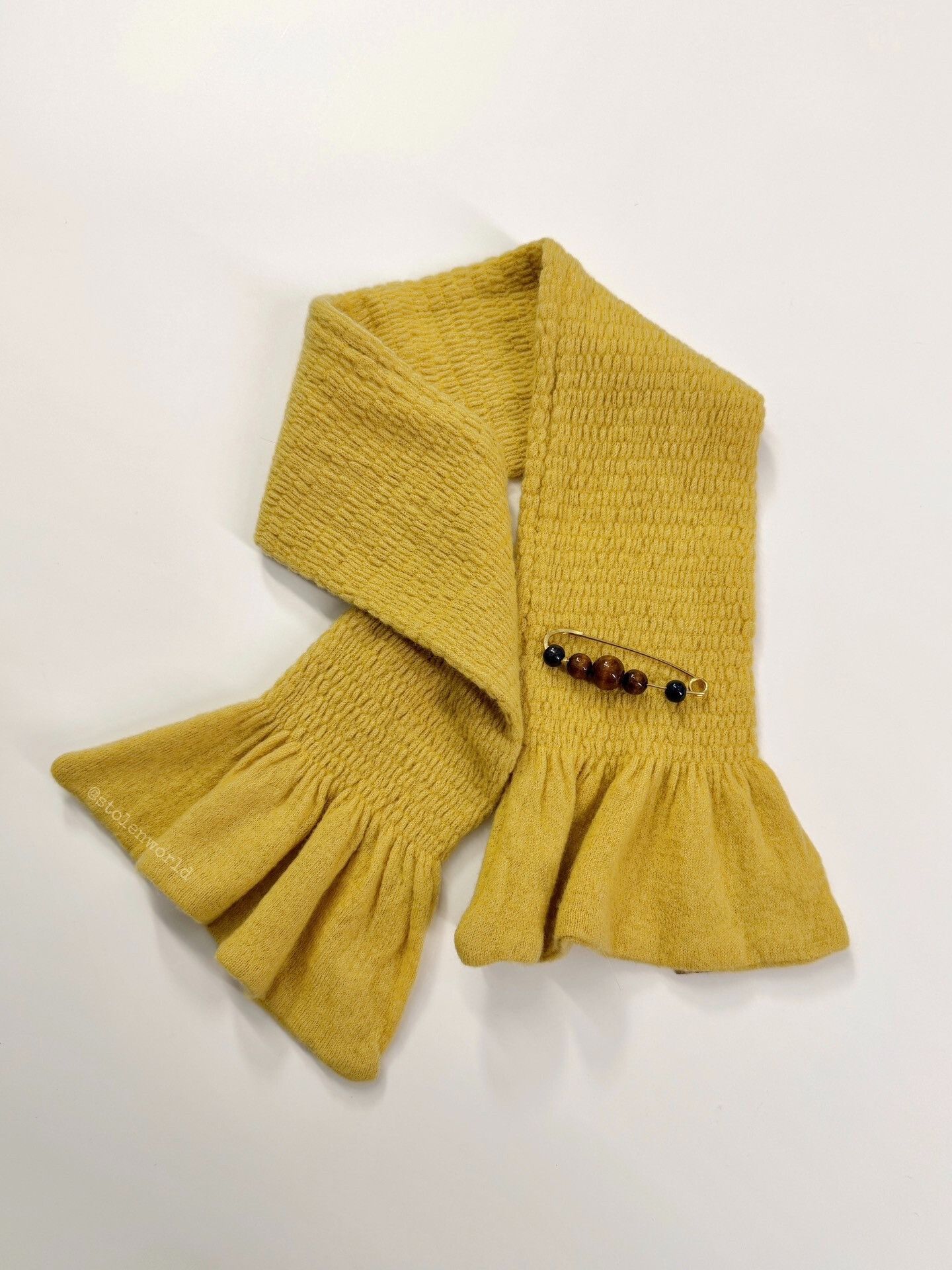 Romeo Gigli soft pleated wool scarf in ginger color Size ONE SIZE - 7 Thumbnail