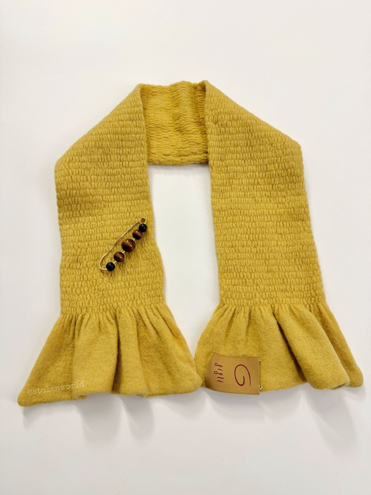 Romeo Gigli soft pleated wool scarf in ginger color Size ONE SIZE - 8 Thumbnail