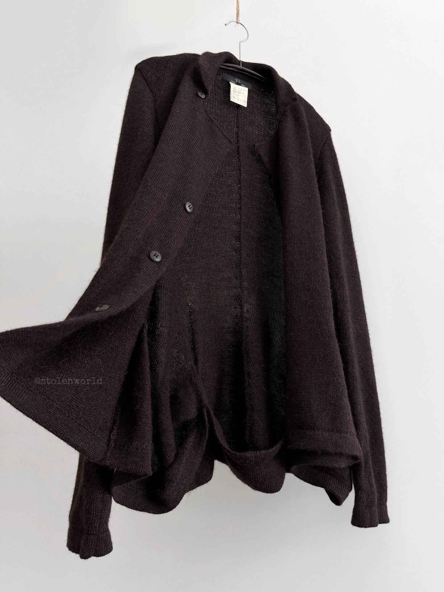 Y's unique brown wool knit cardigan Size M / US 6-8 / IT 42-44 - 6 Thumbnail