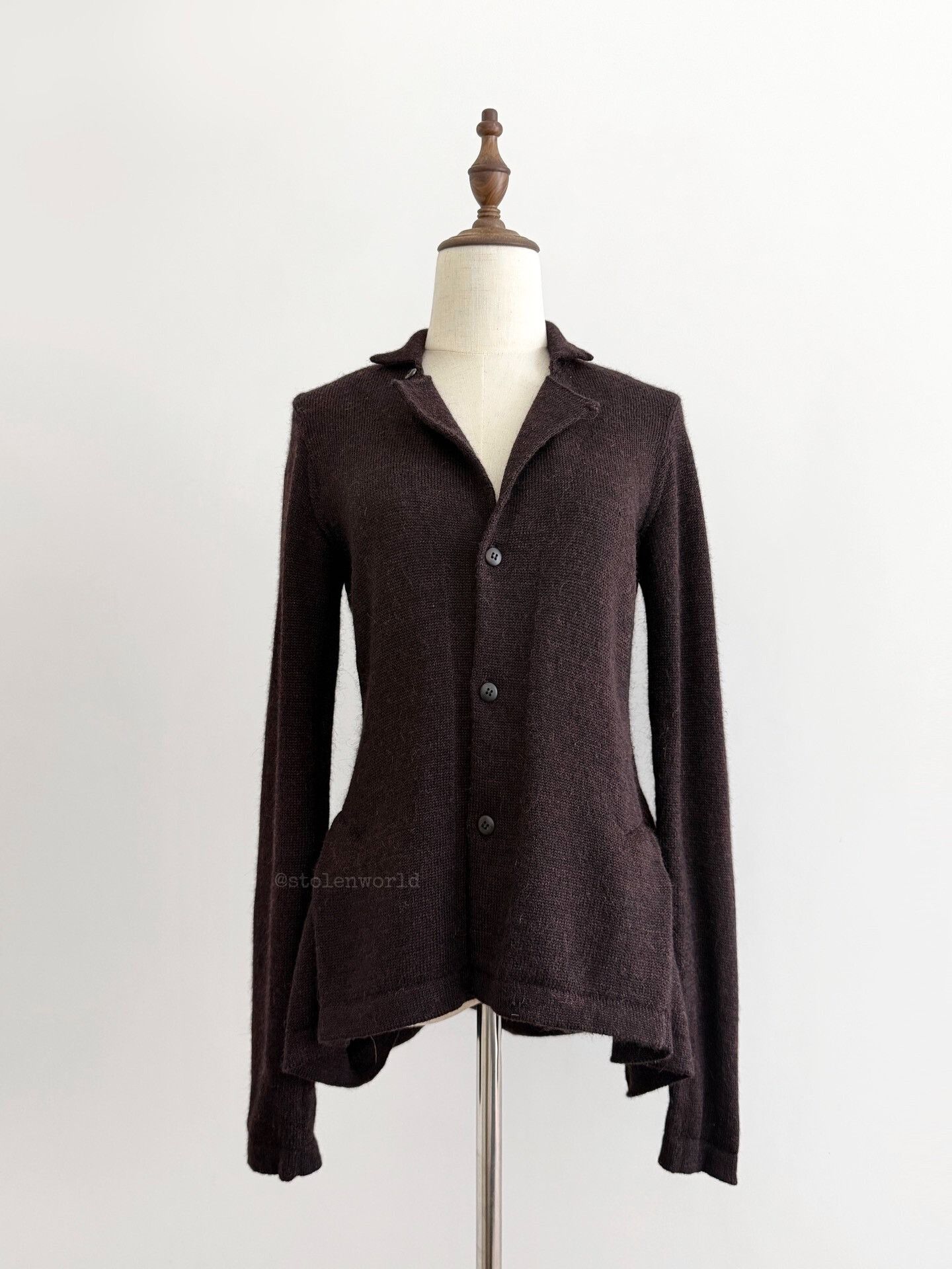 Y's unique brown wool knit cardigan Size M / US 6-8 / IT 42-44 - 3 Thumbnail