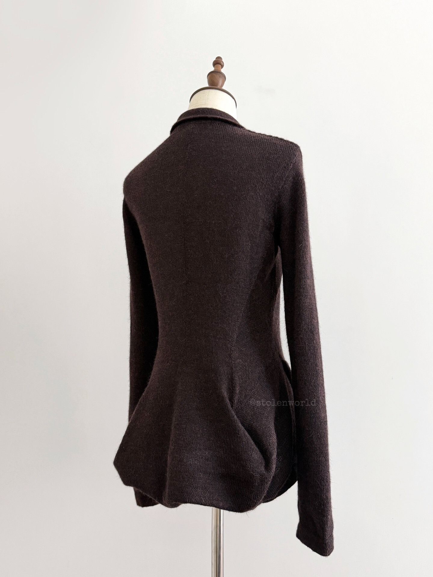 Y's unique brown wool knit cardigan Size M / US 6-8 / IT 42-44 - 2 Thumbnail