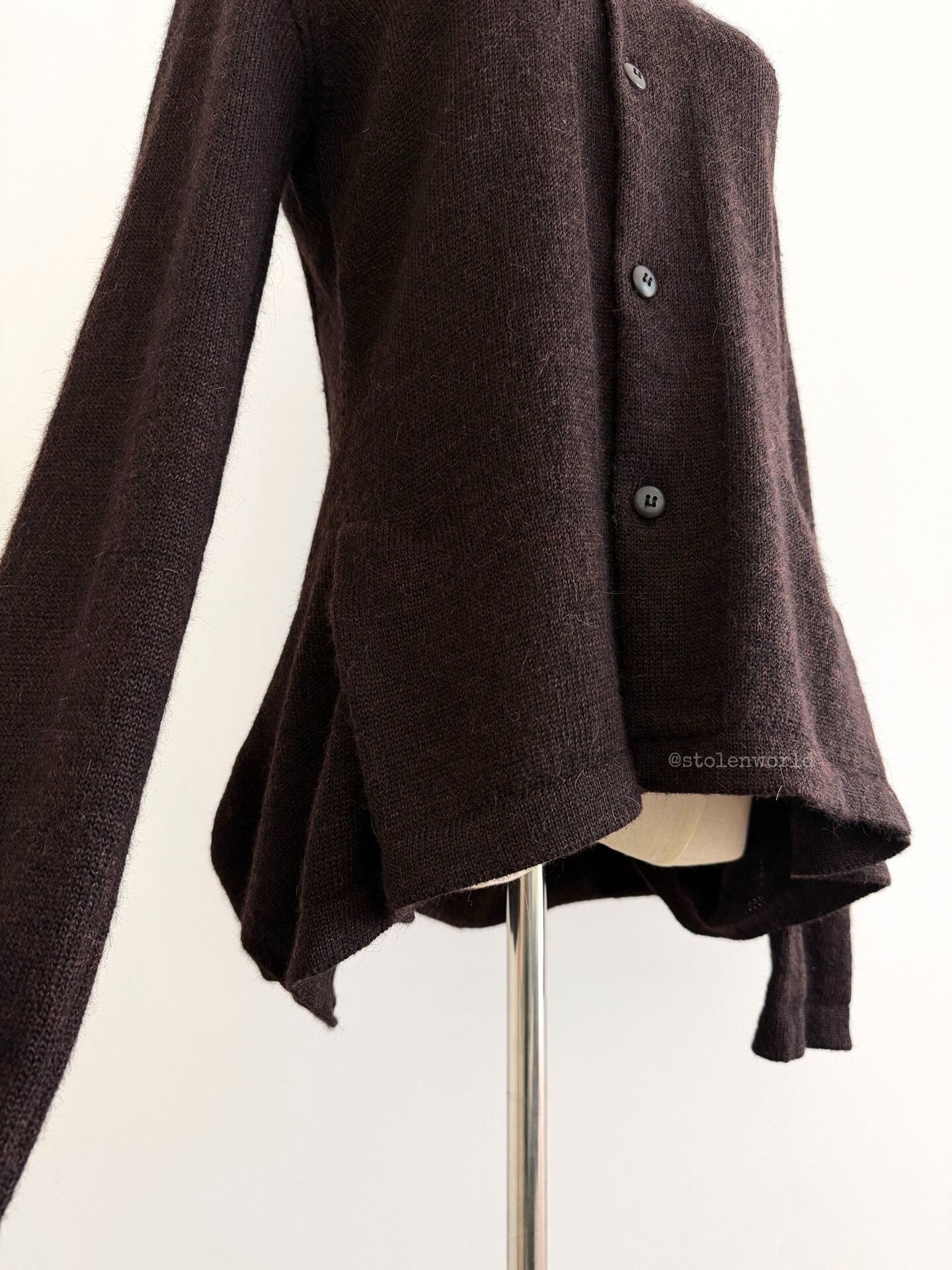 Y's unique brown wool knit cardigan Size M / US 6-8 / IT 42-44 - 8 Thumbnail