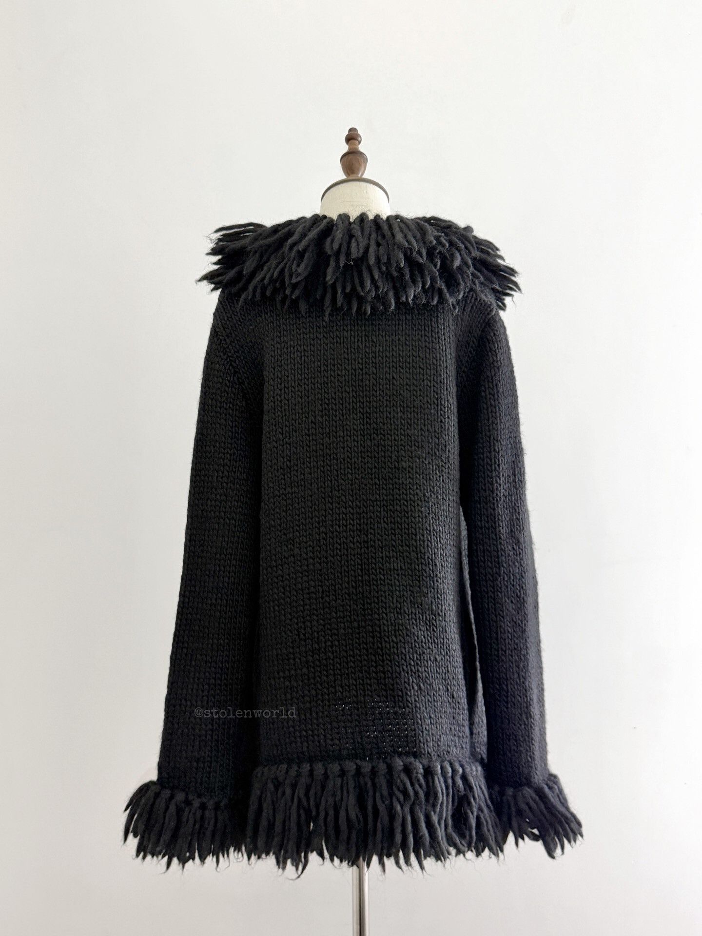 Y's black woolen knitted cardigan with fringe Size S / US 4 / IT 40 - 8 Thumbnail