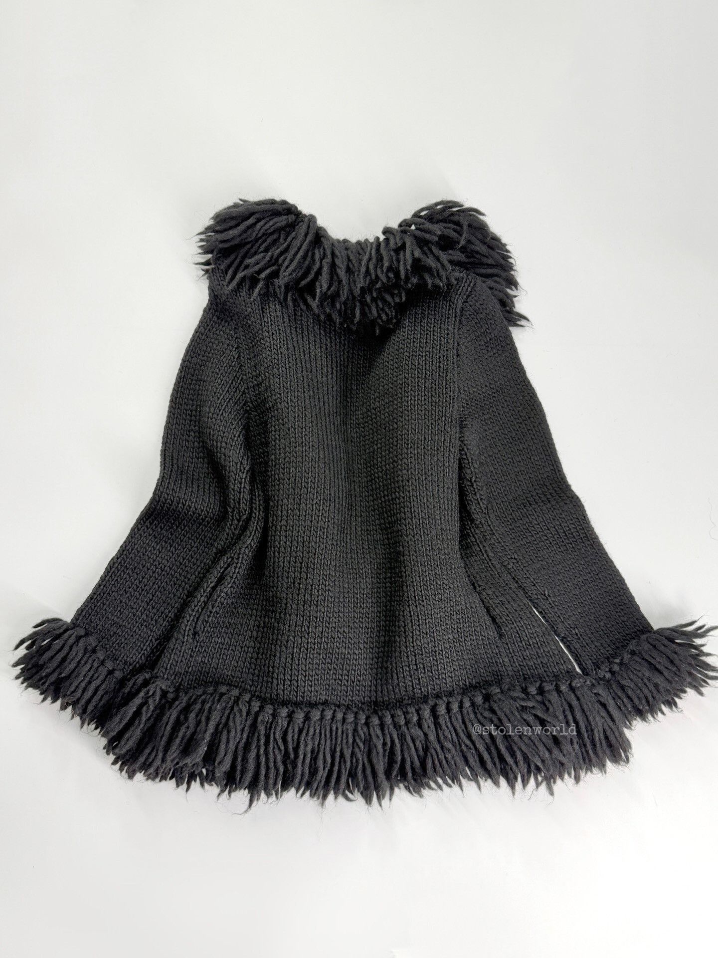 Y's black woolen knitted cardigan with fringe Size S / US 4 / IT 40 - 6 Thumbnail