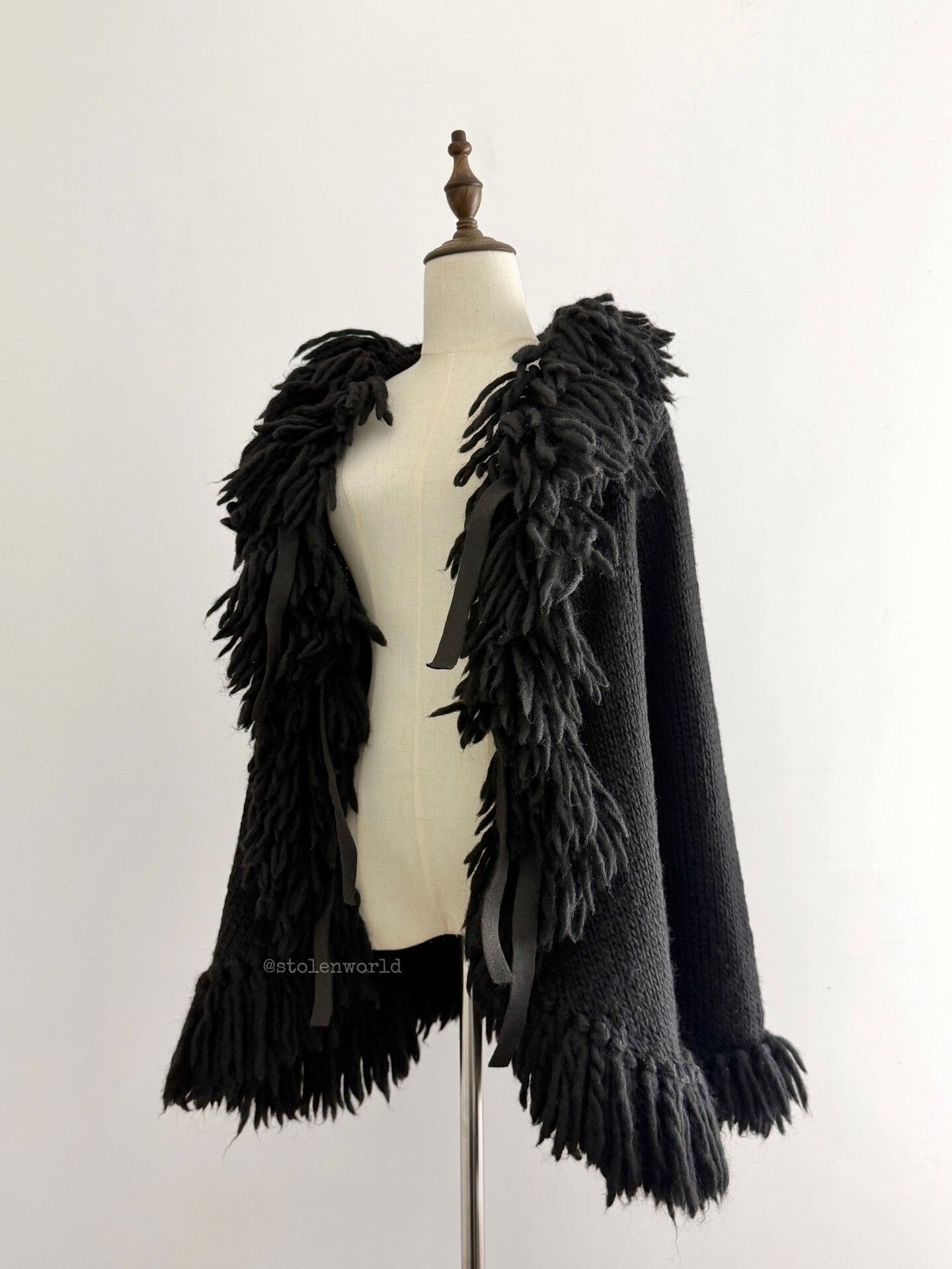 Y's black woolen knitted cardigan with fringe Size S / US 4 / IT 40 - 4 Thumbnail
