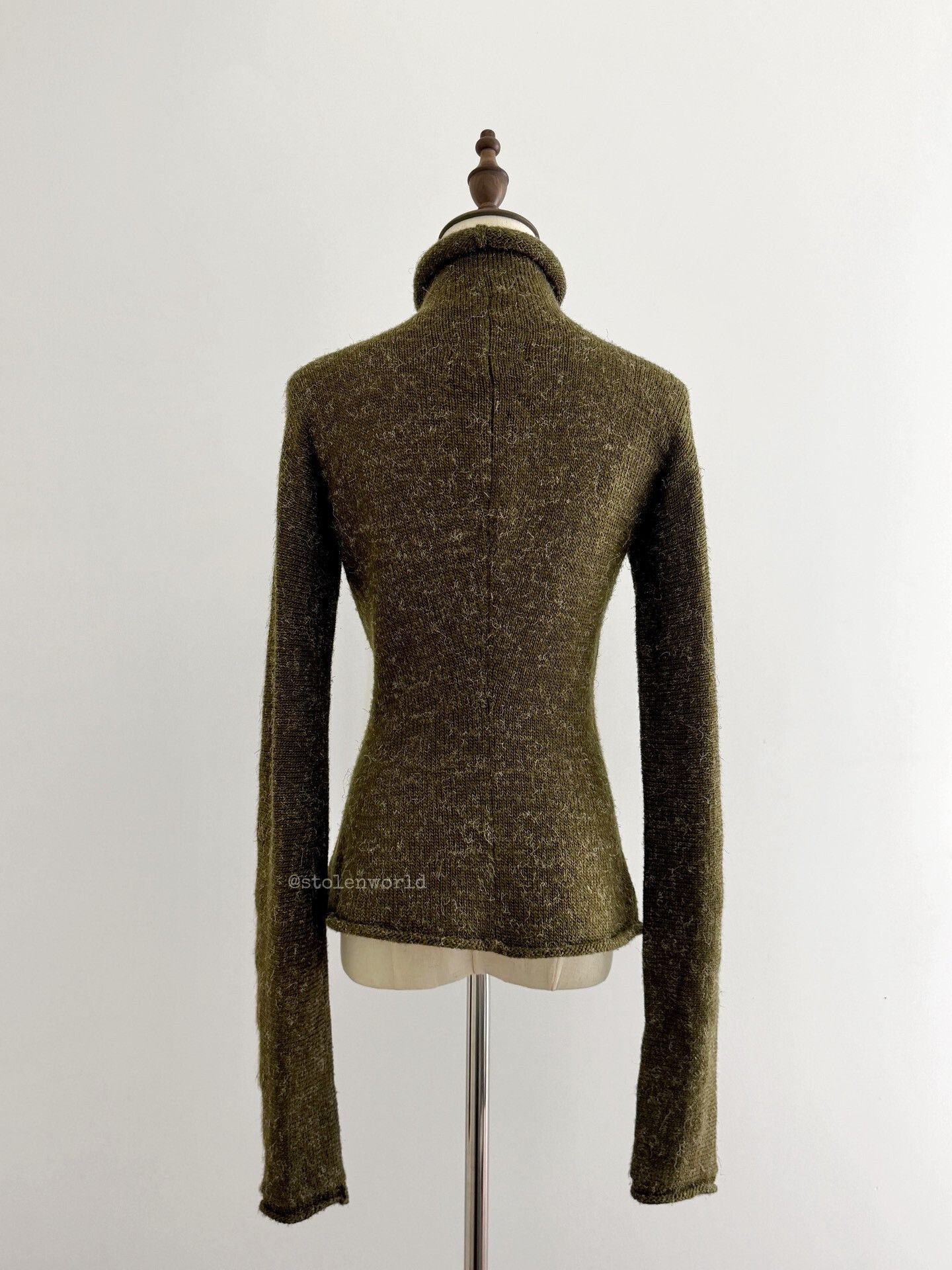 Y's Green Knitted Roll Neck Top with Pockets Size M / US 6-8 / IT 42-44 - 4 Thumbnail