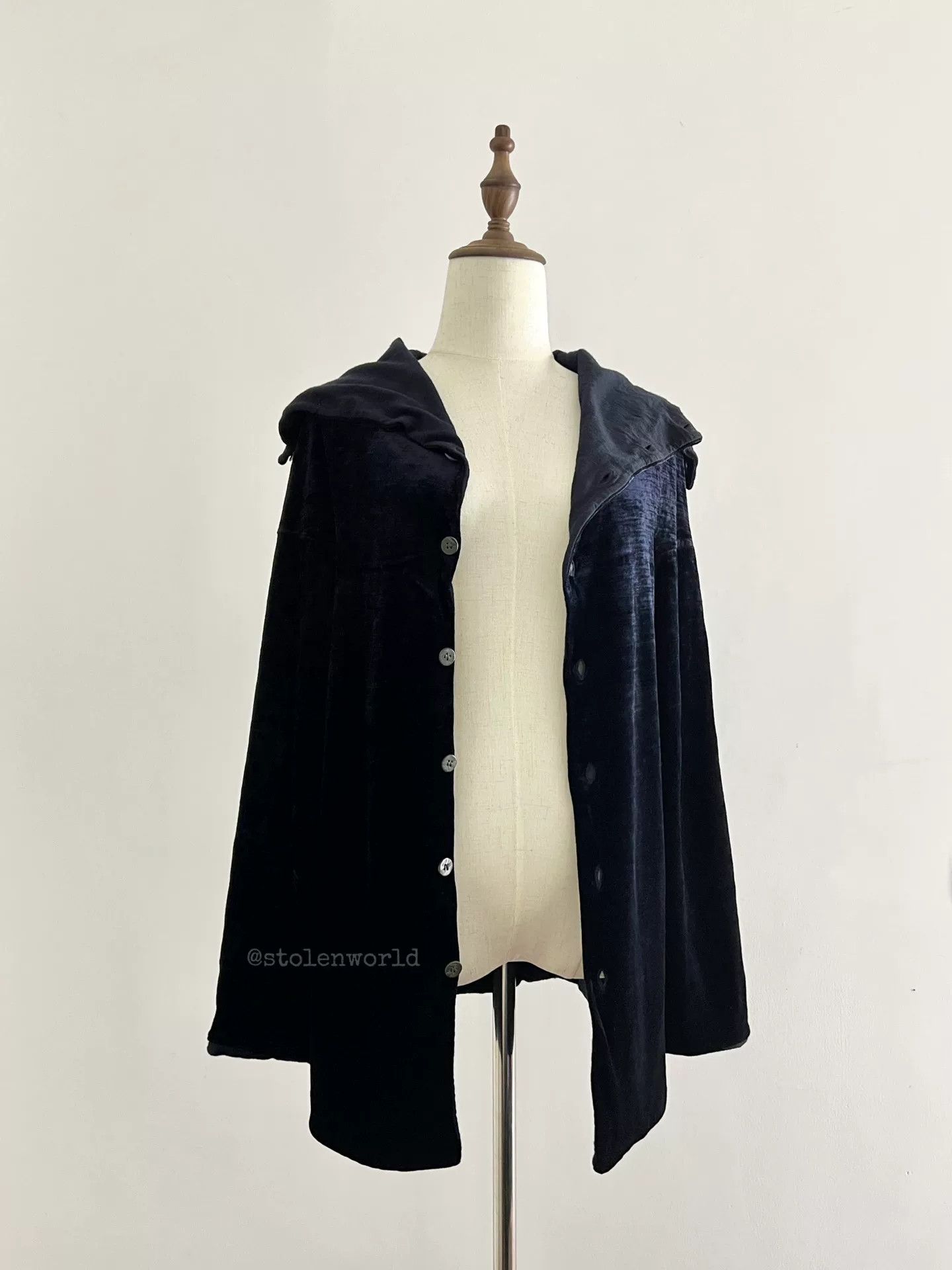 Comme des Garcons blue velvet high-neck blouse Size ONE SIZE - 5 Thumbnail