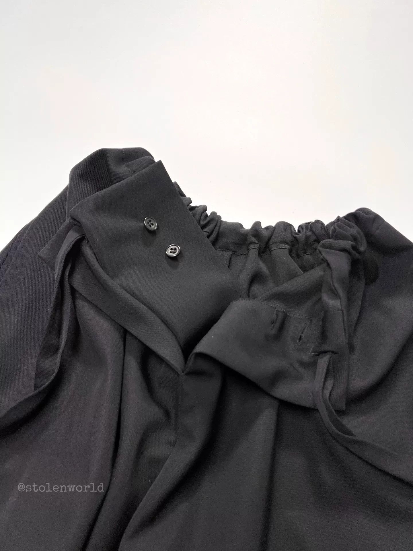 Yohji Yamamoto Yohji Yamamoto Black Tie Waist Shorts Size 23" - 4 Thumbnail