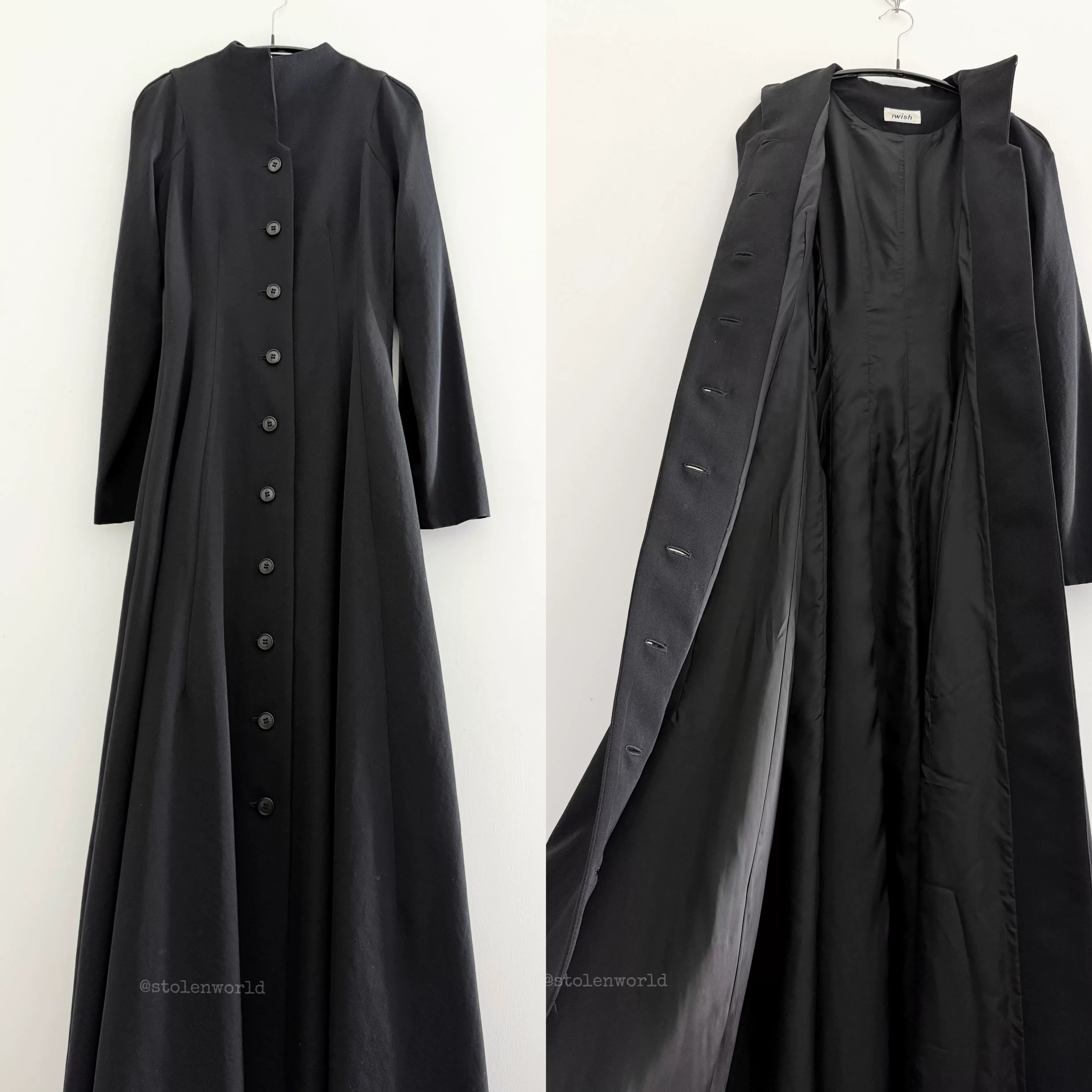 Yashi Yamamuri elegant black long wool dress Size M / US 6-8 / IT 42-44 - 7 Thumbnail
