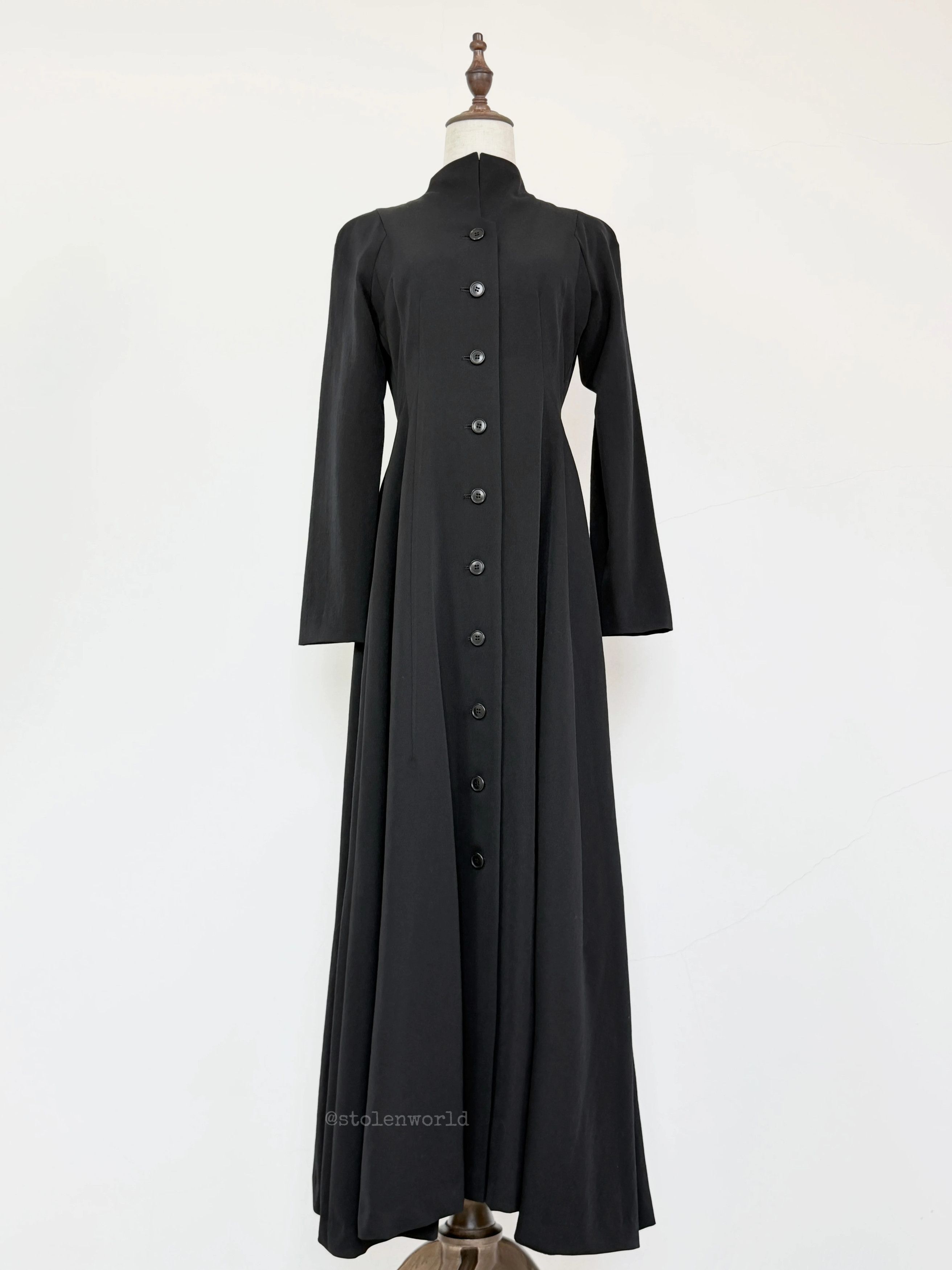 Yashi Yamamuri elegant black long wool dress Size M / US 6-8 / IT 42-44 - 2 Thumbnail