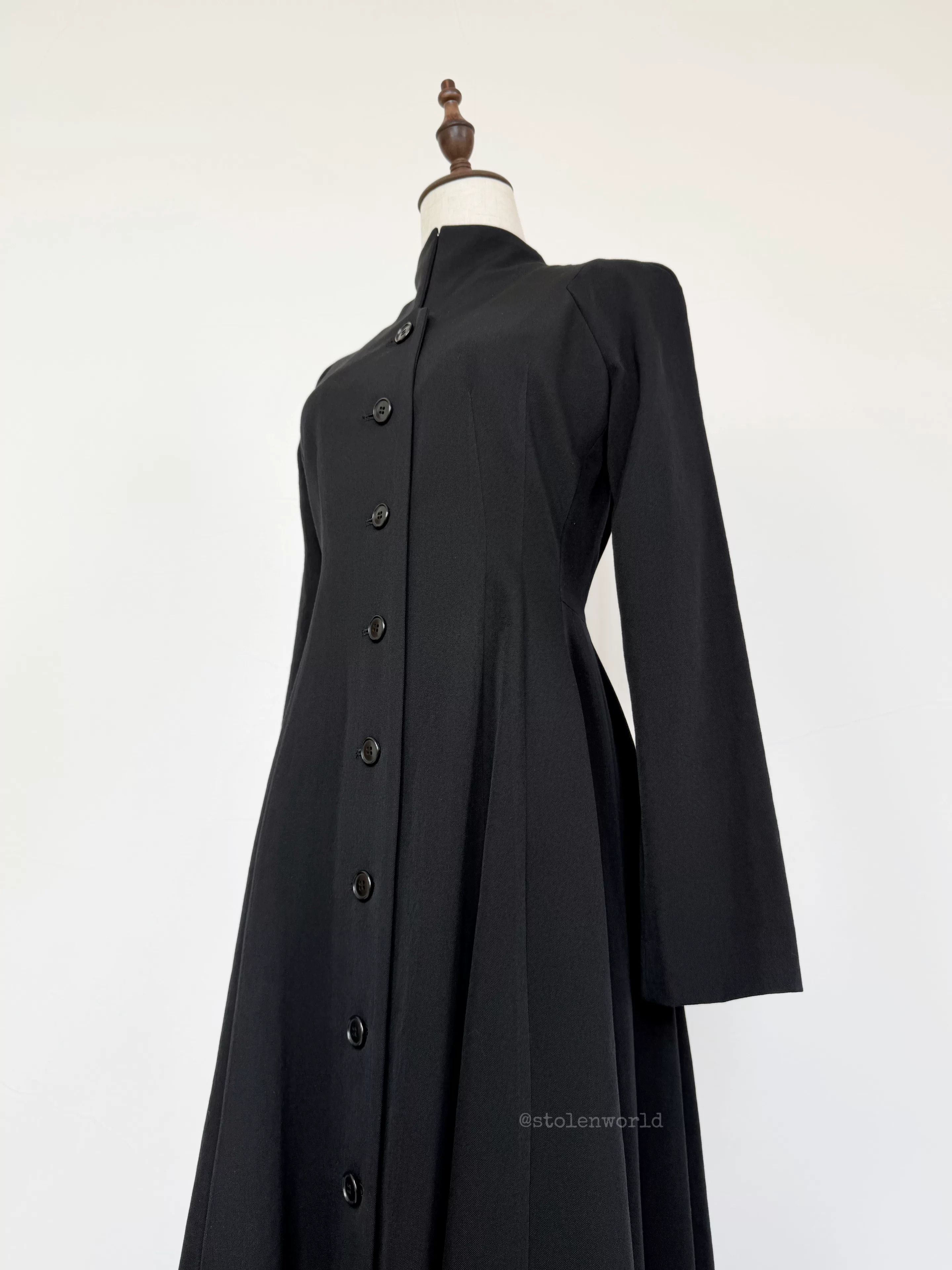 Yashi Yamamuri elegant black long wool dress Size M / US 6-8 / IT 42-44 - 3 Thumbnail
