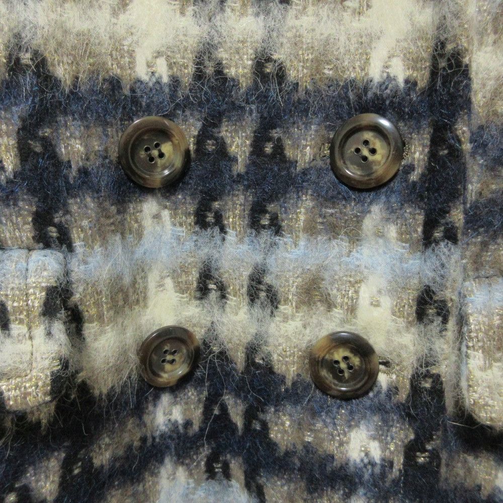 Other Other GRACE Class Mohair Alpaca Blend Fox Fur Check Double Breasted Coat Others Outerwear DUTY FREE for USA Size ONE SIZE - 4 Thumbnail
