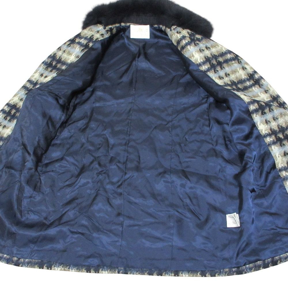 Other Other GRACE Class Mohair Alpaca Blend Fox Fur Check Double Breasted Coat Others Outerwear DUTY FREE for USA Size ONE SIZE - 5 Thumbnail