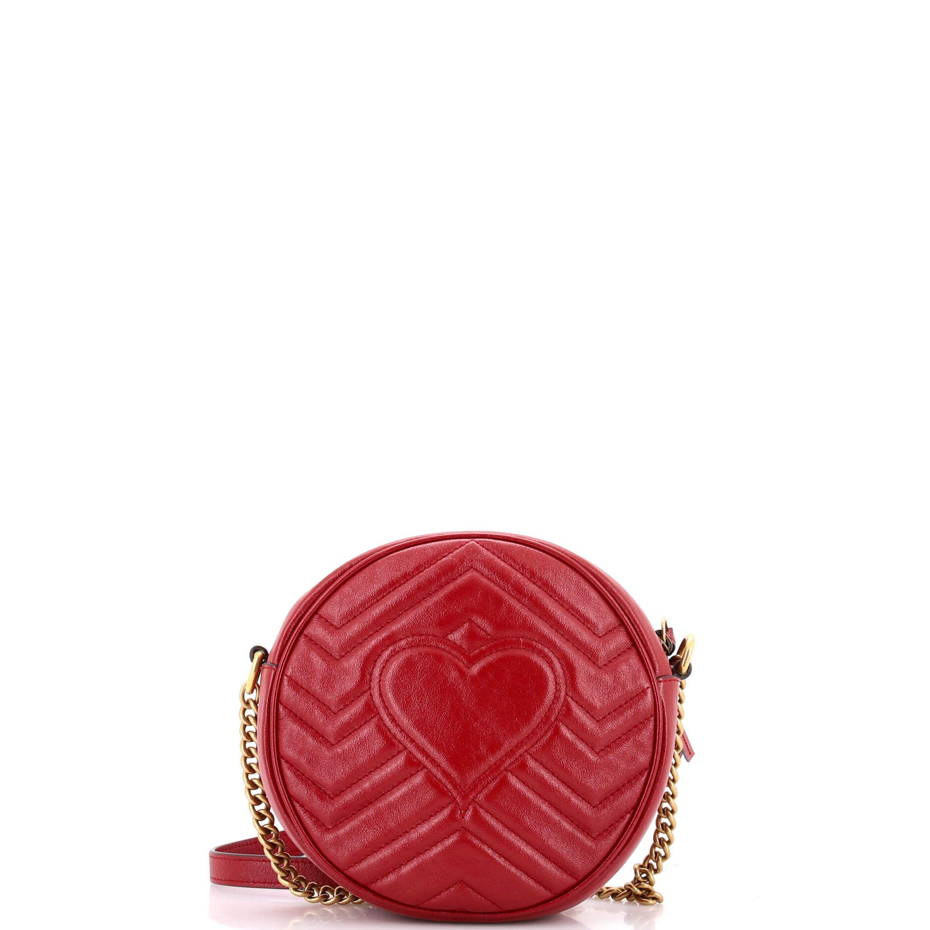 GG Marmont Round Shoulder Bag Matelasse Leather Mini
