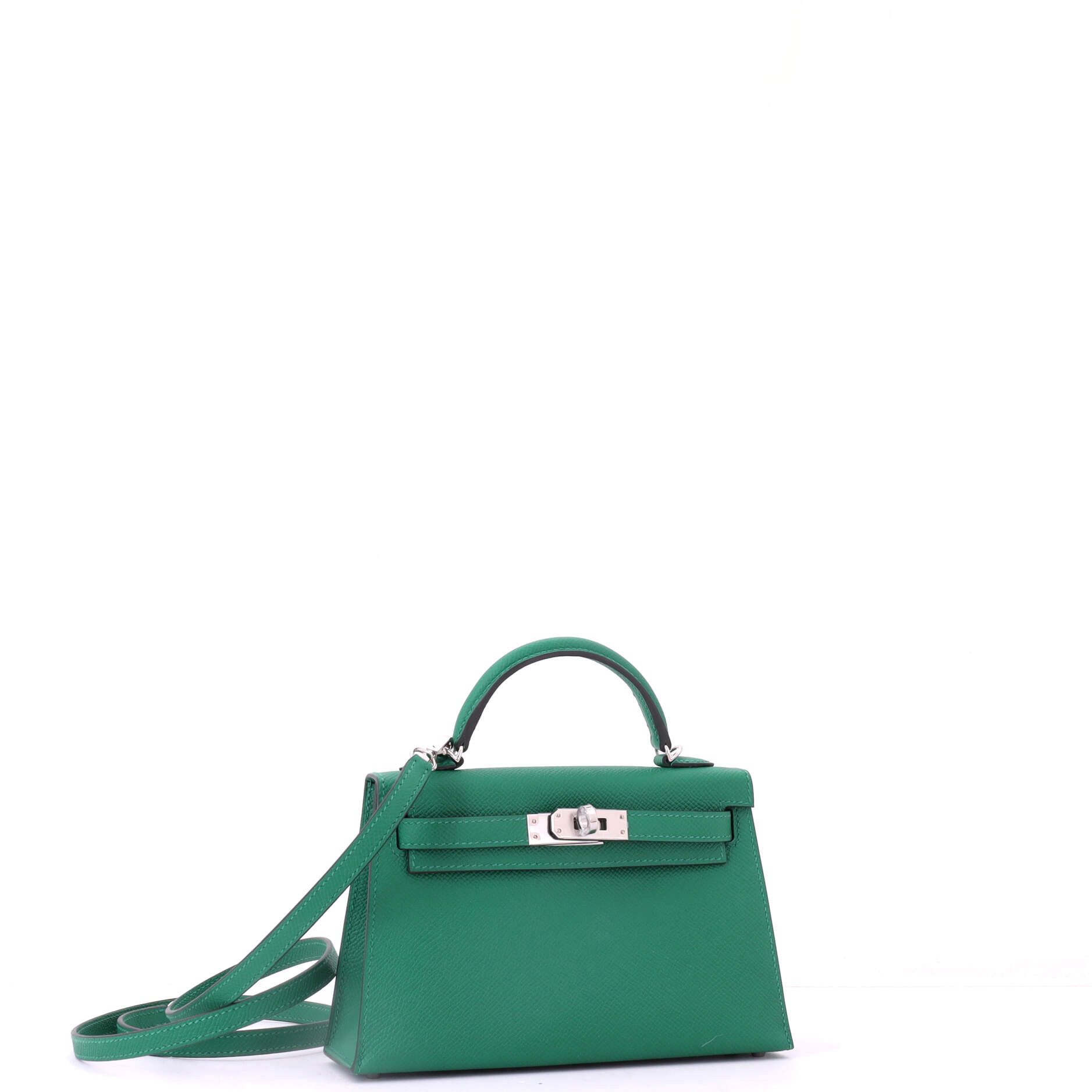 Hermes Kelly Mini II Bag Green Epsom with Palladium Hardware Size ONE SIZE - 2 Thumbnail