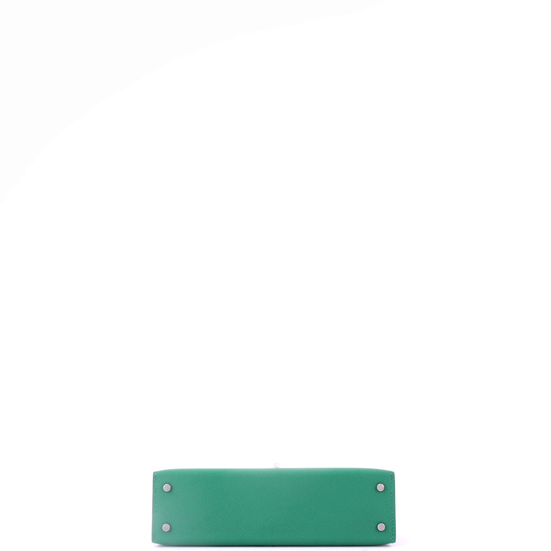 Hermes Kelly Mini II Bag Green Epsom with Palladium Hardware Size ONE SIZE - 4 Thumbnail