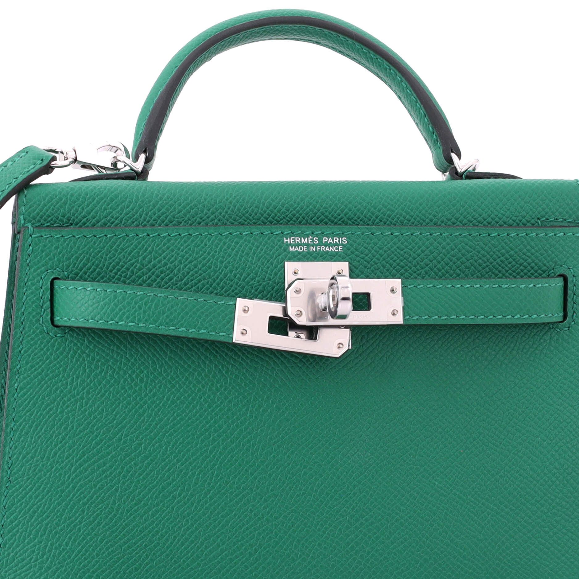 Hermes Kelly Mini II Bag Green Epsom with Palladium Hardware Size ONE SIZE - 6 Thumbnail