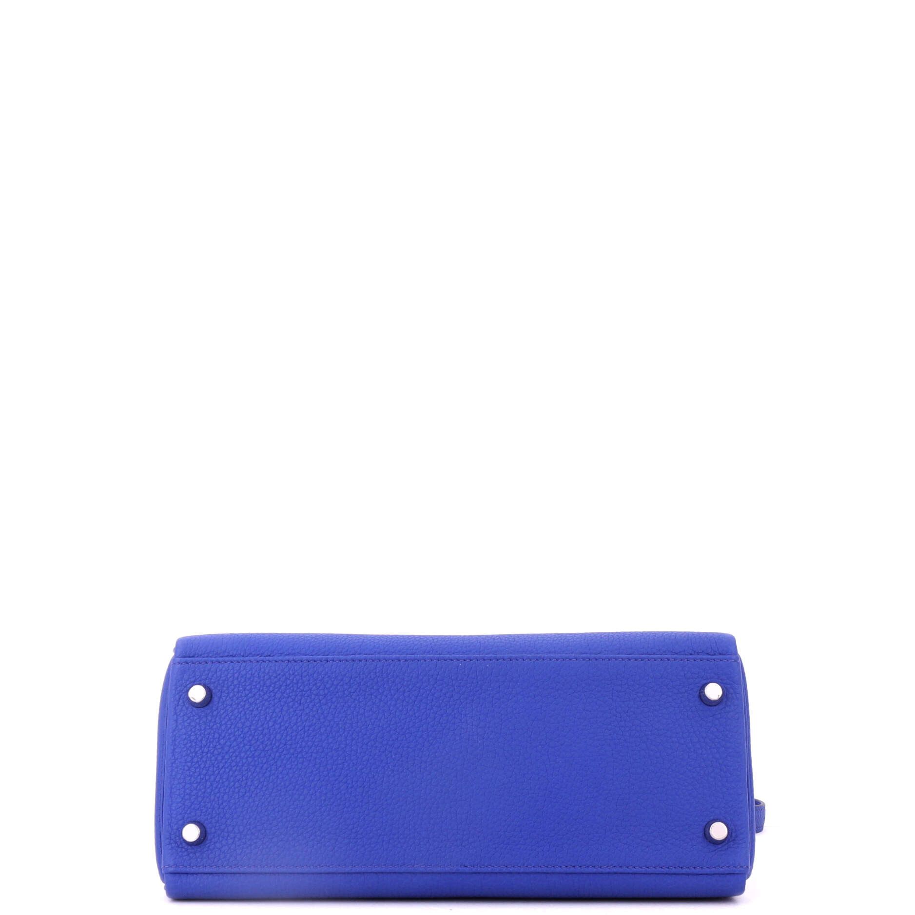 Hermes Kelly Handbag Blue Togo with Palladium Hardware 28 Size ONE SIZE - 4 Thumbnail