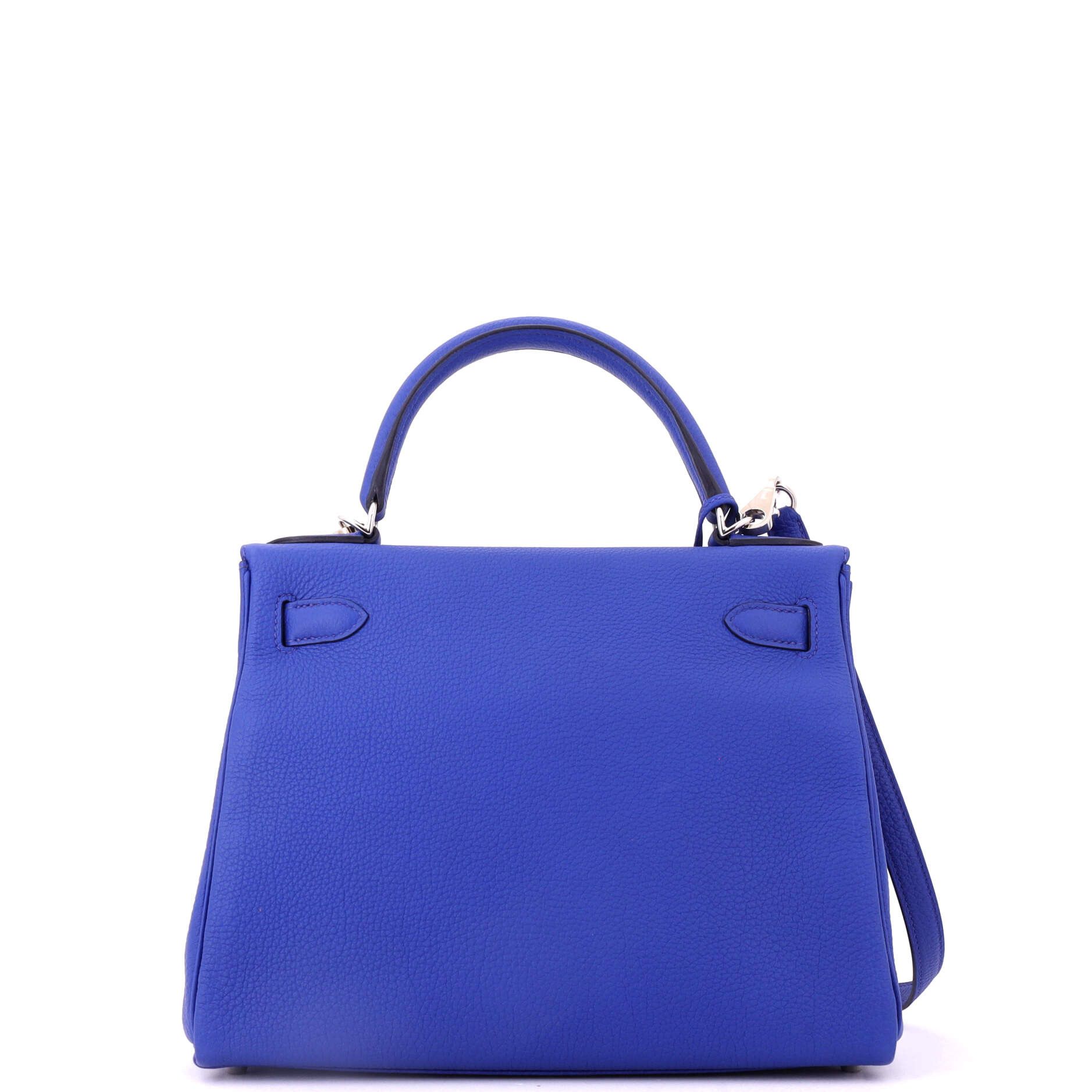 Hermes Kelly Handbag Blue Togo with Palladium Hardware 28 Size ONE SIZE - 3 Thumbnail