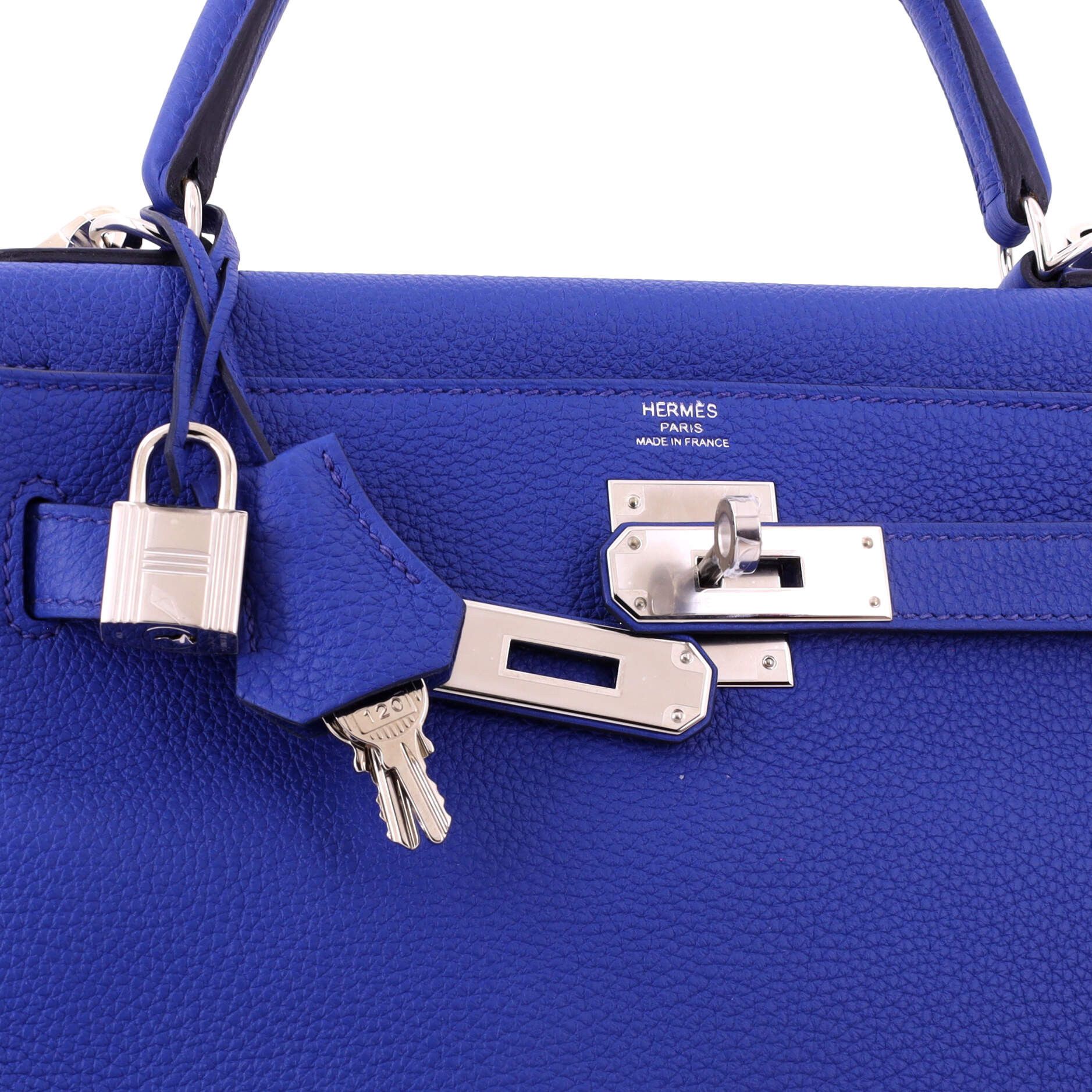 Hermes Kelly Handbag Blue Togo with Palladium Hardware 28 Size ONE SIZE - 6 Thumbnail