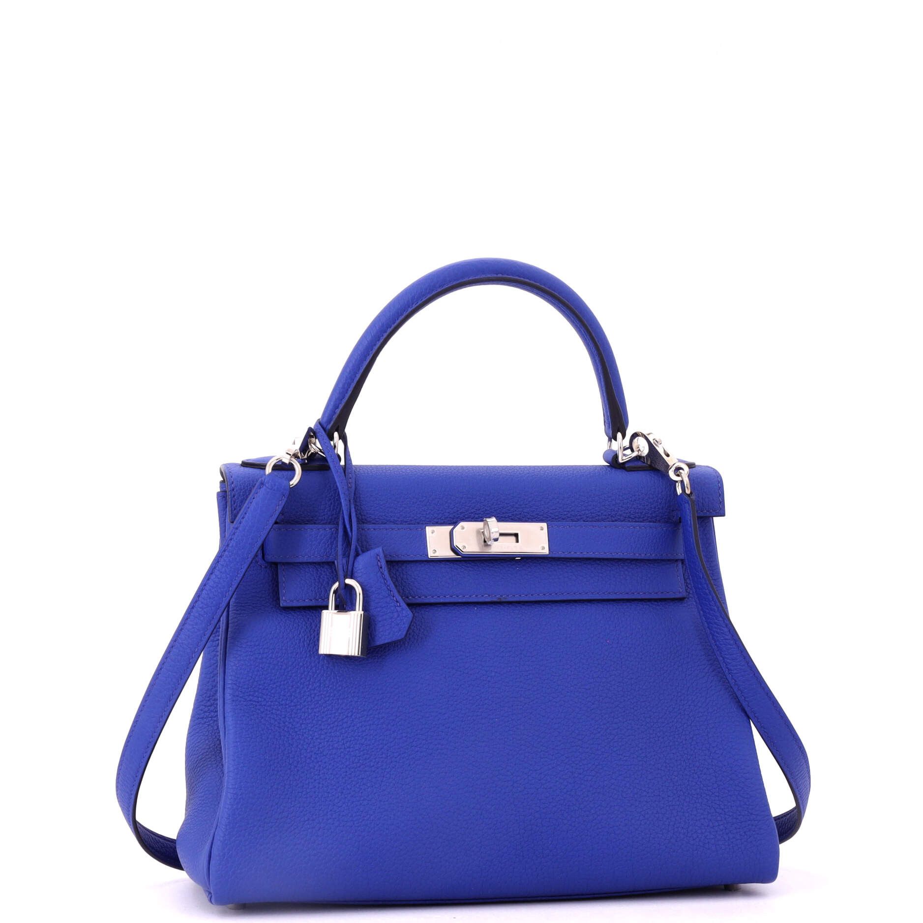 Hermes Kelly Handbag Blue Togo with Palladium Hardware 28 Size ONE SIZE - 2 Thumbnail