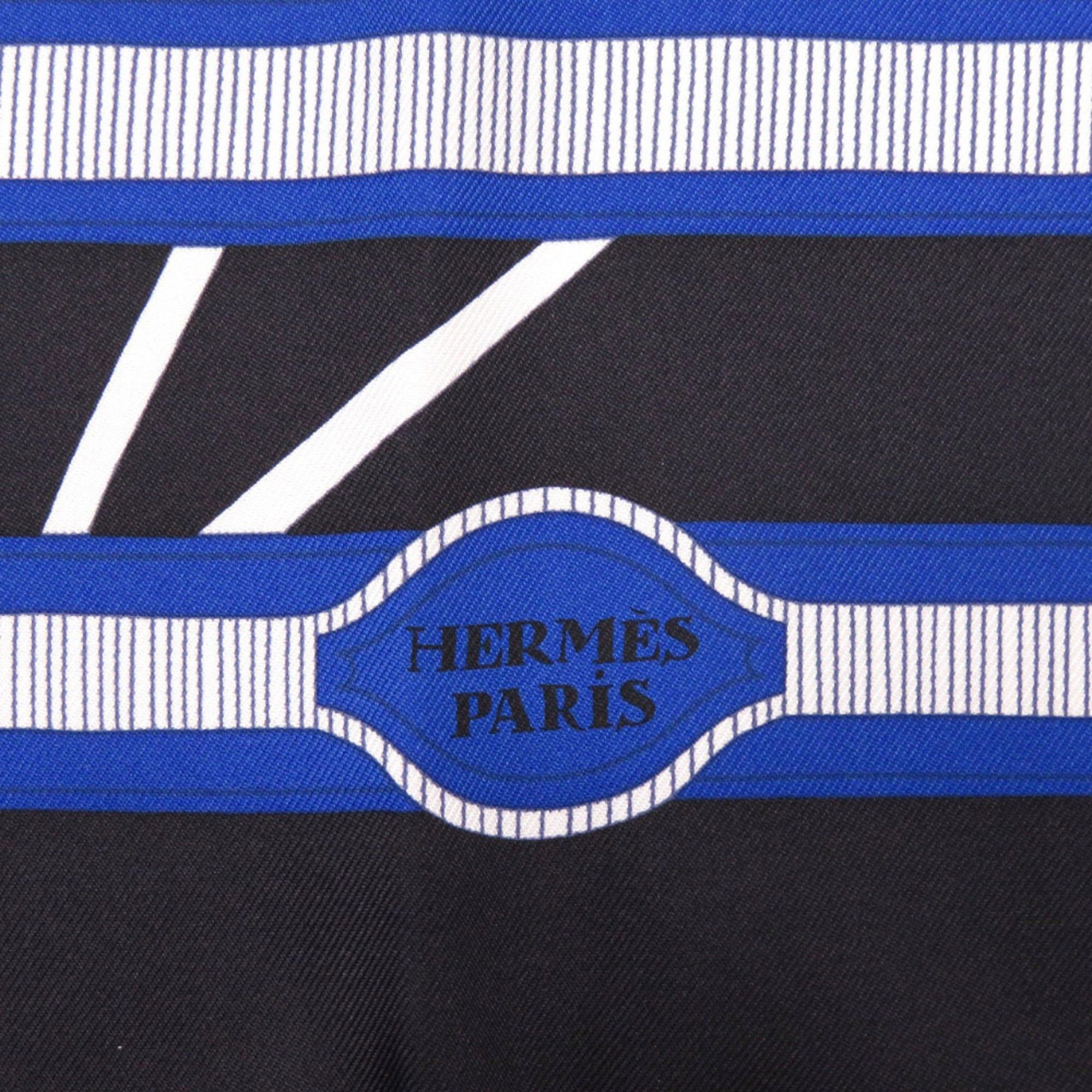 Hermes Hermes Unused Hermès Carré 90 New Les Nouveaux Amoureux de Paris Scarf Muffler Silk Black Rouge vif Marine 0771 Size ONE SIZE - 3 Thumbnail