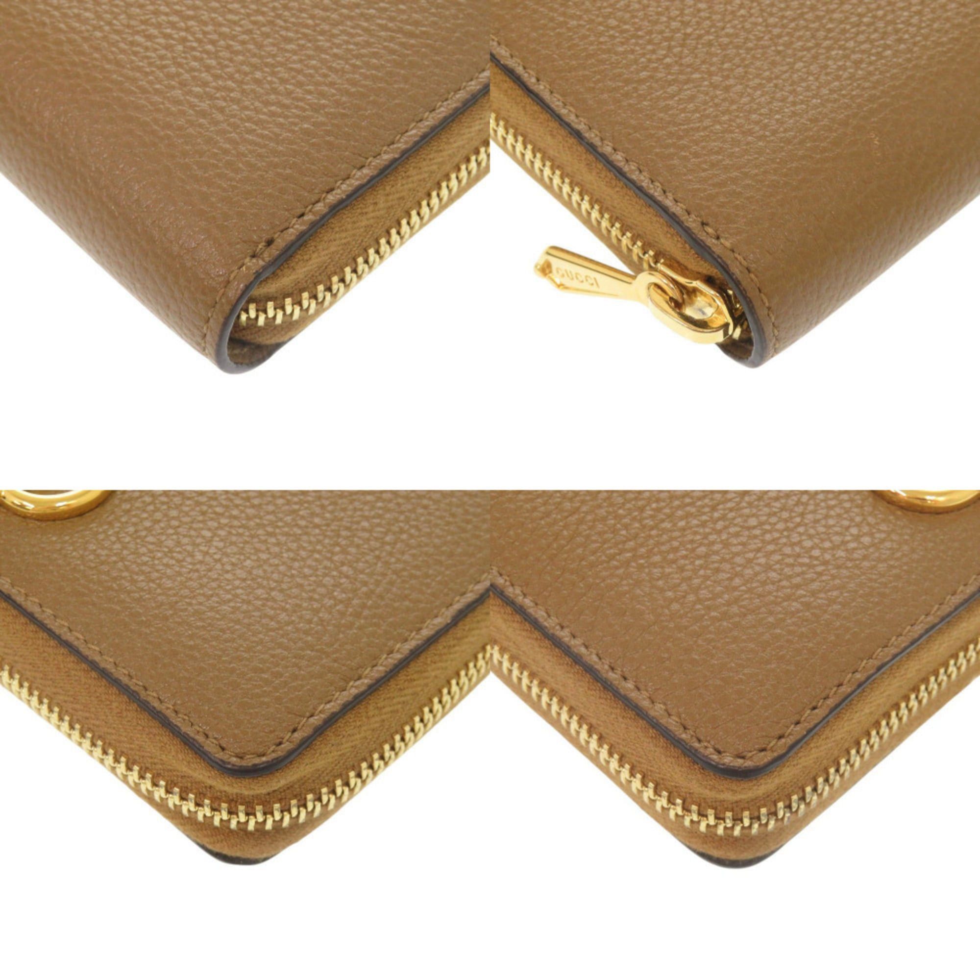 Gucci Like new Gucci Zumi 570661 leather brown round zip long wallet 0061 Size ONE SIZE - 4 Thumbnail