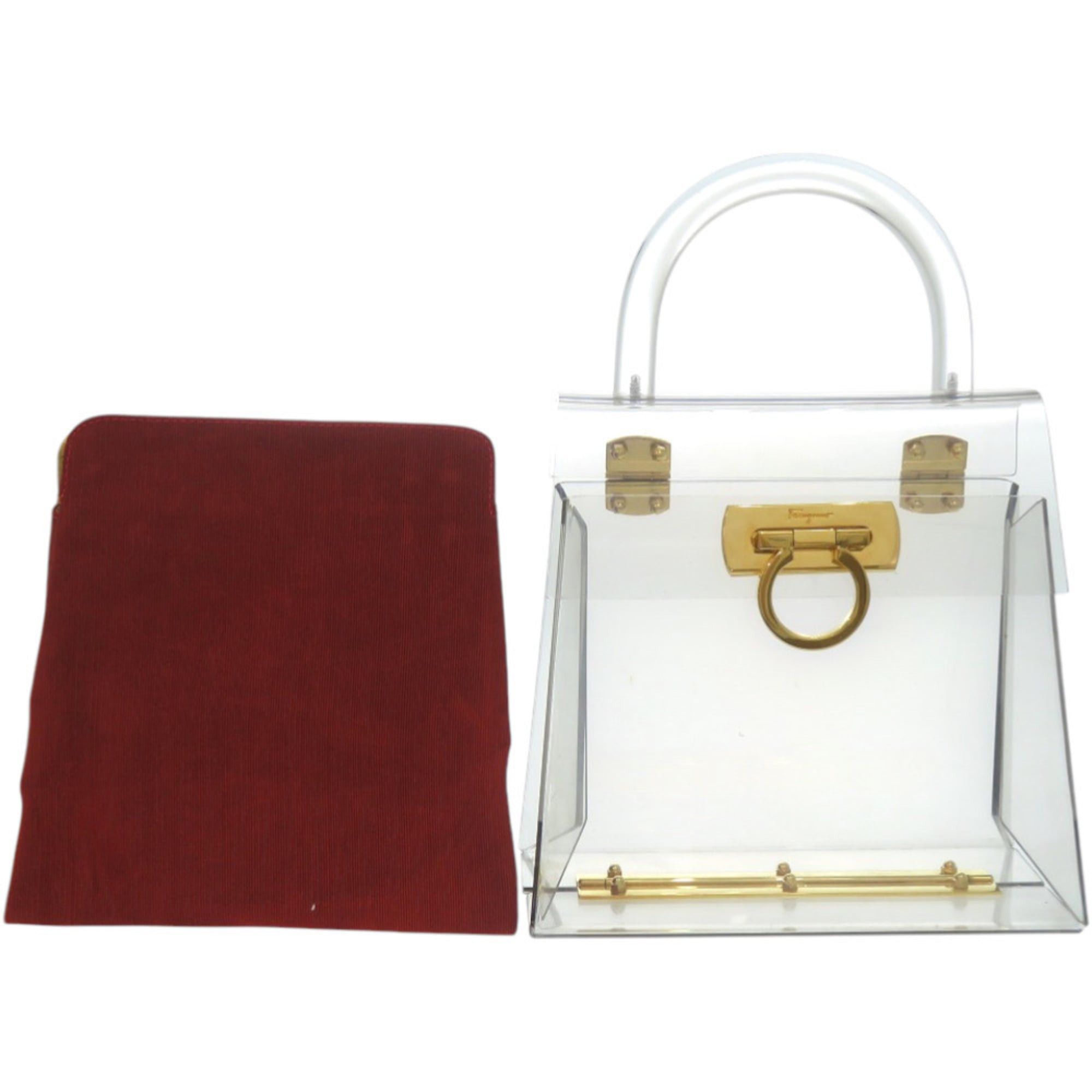 Salvatore Ferragamo Salvatore Ferragamo Gancini 215262 Acrylic Metal Clear Handbag 0622 Size ONE SIZE - 8 Thumbnail