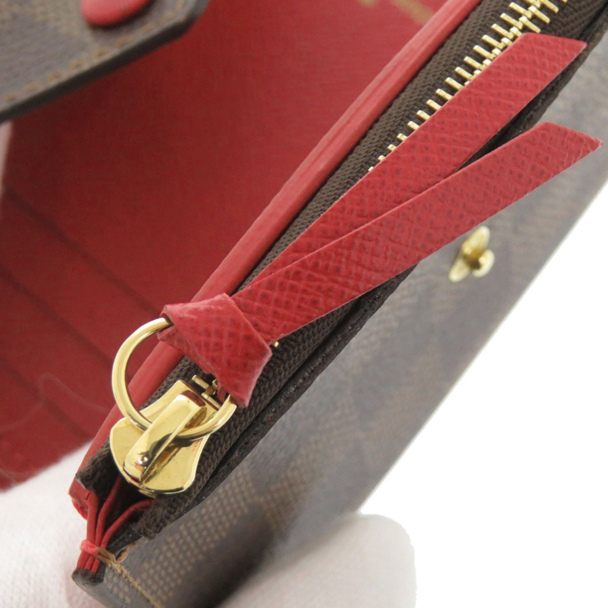 Louis Vuitton Excellent condition Louis Vuitton Portefeuille Victorine Damier N41659 tri-fold wallet with IC tag, red and brown, LV 0663 Size ONE SIZE - 8 Thumbnail