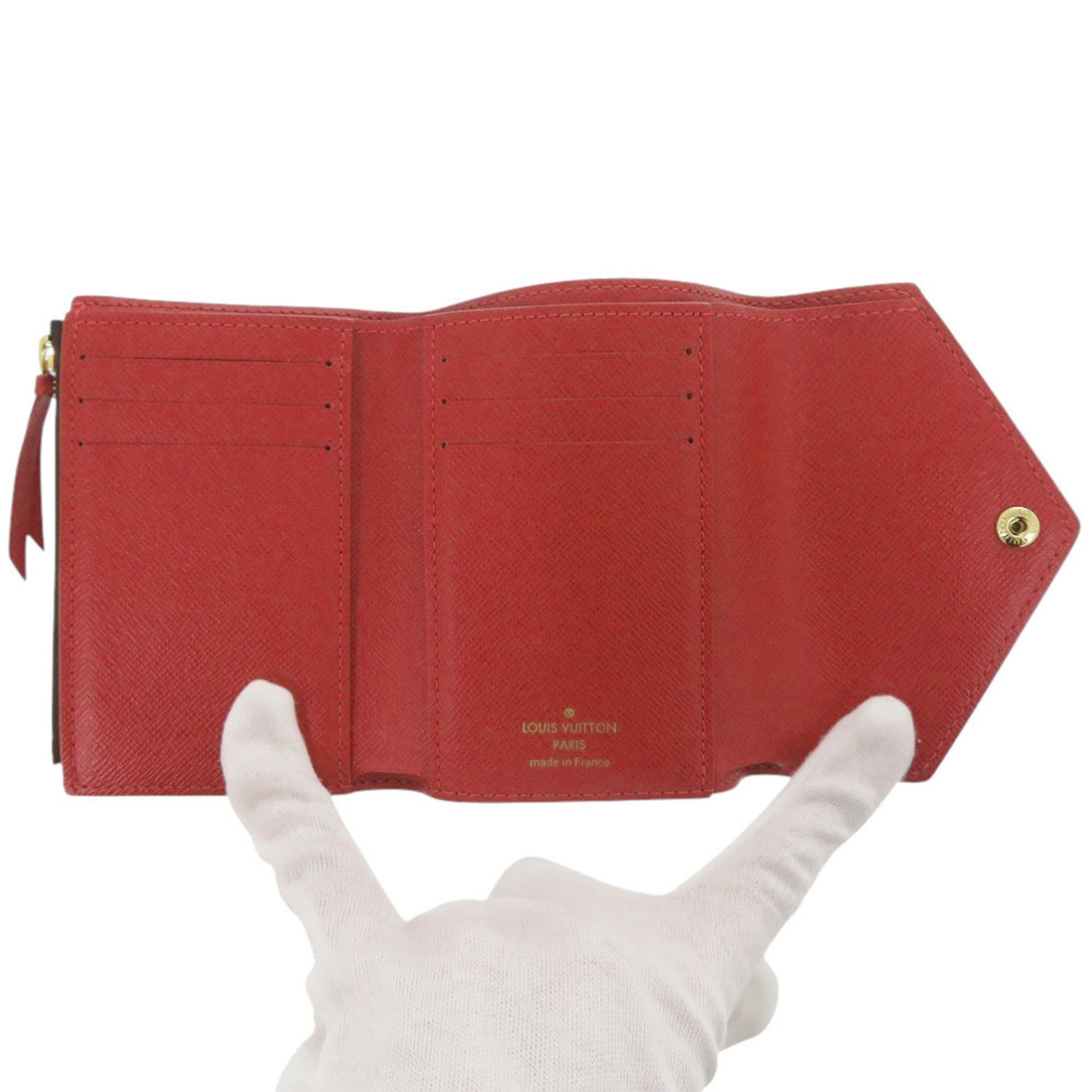 Louis Vuitton Excellent condition Louis Vuitton Portefeuille Victorine Damier N41659 tri-fold wallet with IC tag, red and brown, LV 0663 Size ONE SIZE - 4 Thumbnail