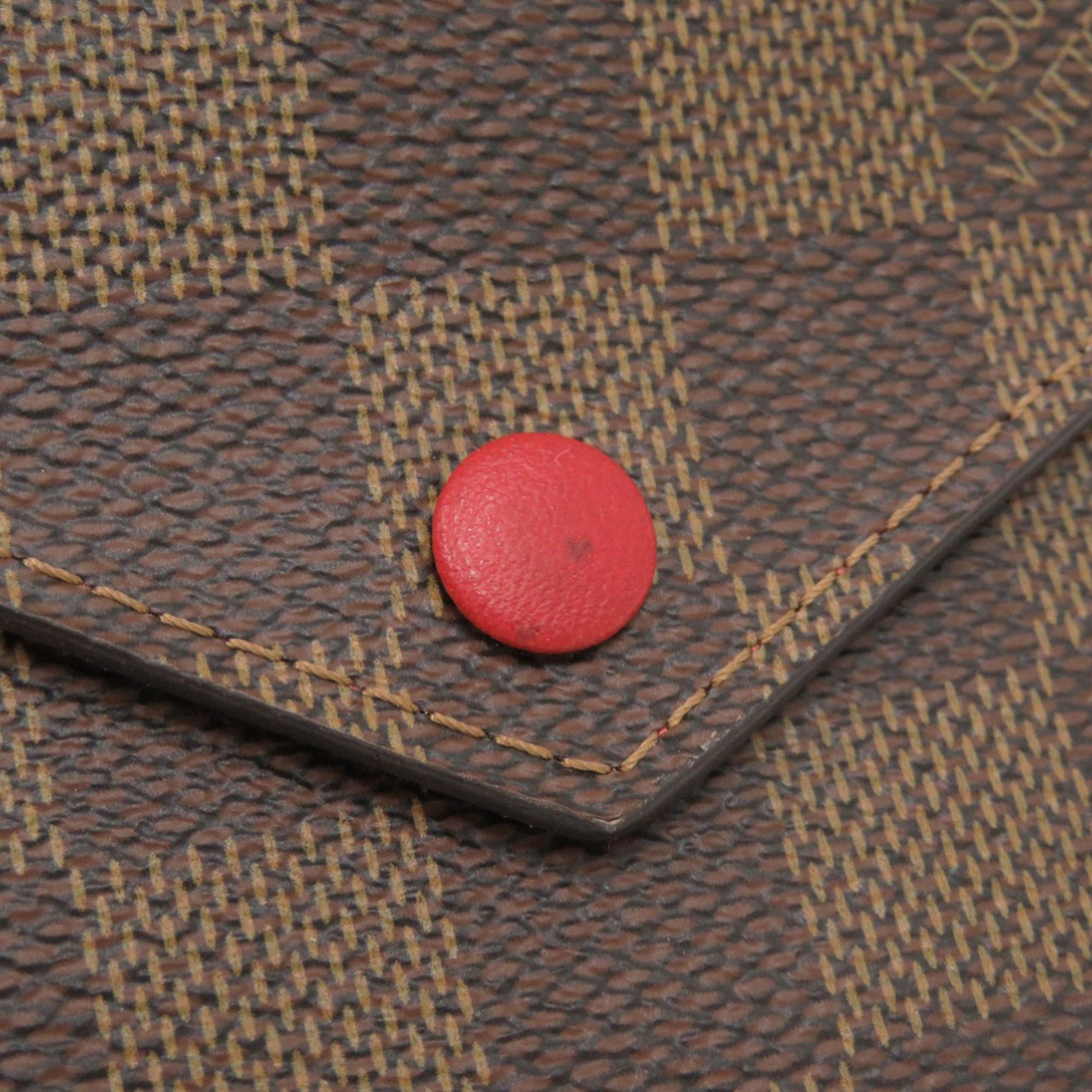 Louis Vuitton Excellent condition Louis Vuitton Portefeuille Victorine Damier N41659 tri-fold wallet with IC tag, red and brown, LV 0663 Size ONE SIZE - 7 Thumbnail