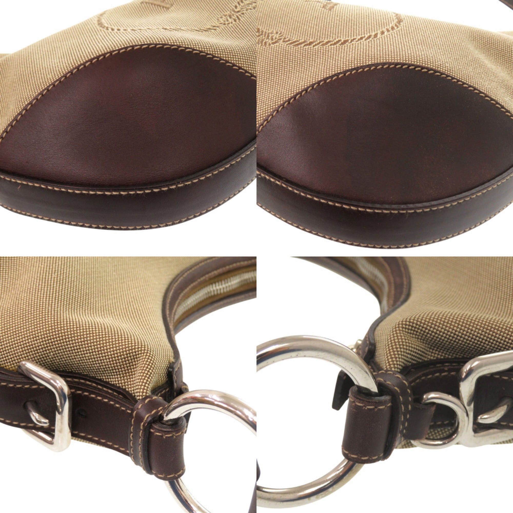 Prada Excellent condition Prada logo jacquard canvas bag BR3429 with silver hardware, semi-shoulder or one-shoulder style, brown leather, 0505 Size ONE SIZE - 8 Thumbnail