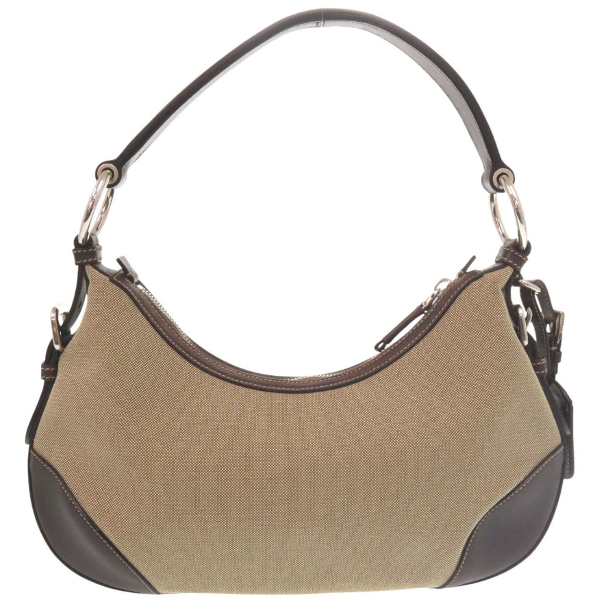 Prada Excellent condition Prada logo jacquard canvas bag BR3429 with silver hardware, semi-shoulder or one-shoulder style, brown leather, 0505 Size ONE SIZE - 2 Thumbnail
