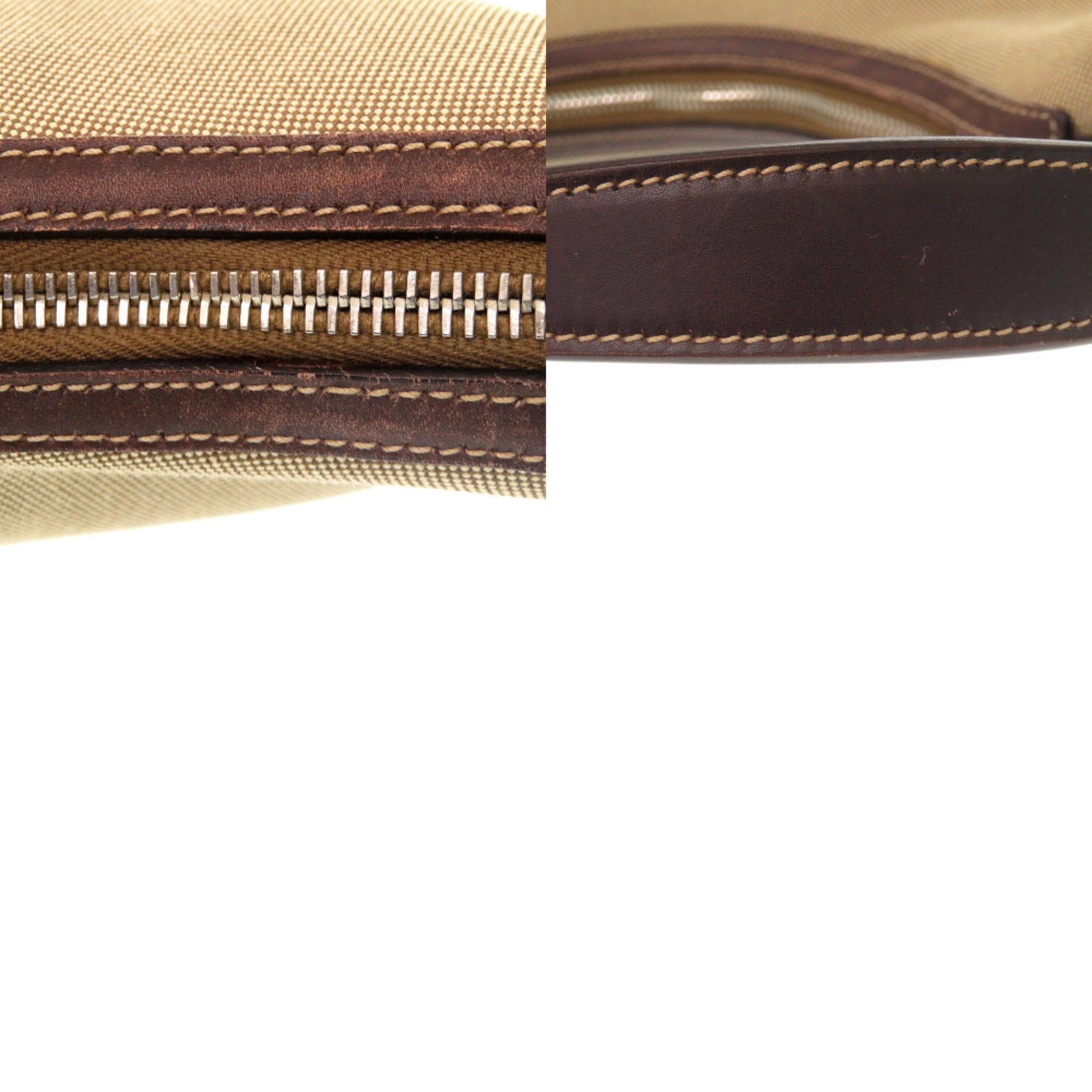 Prada Excellent condition Prada logo jacquard canvas bag BR3429 with silver hardware, semi-shoulder or one-shoulder style, brown leather, 0505 Size ONE SIZE - 10 Thumbnail