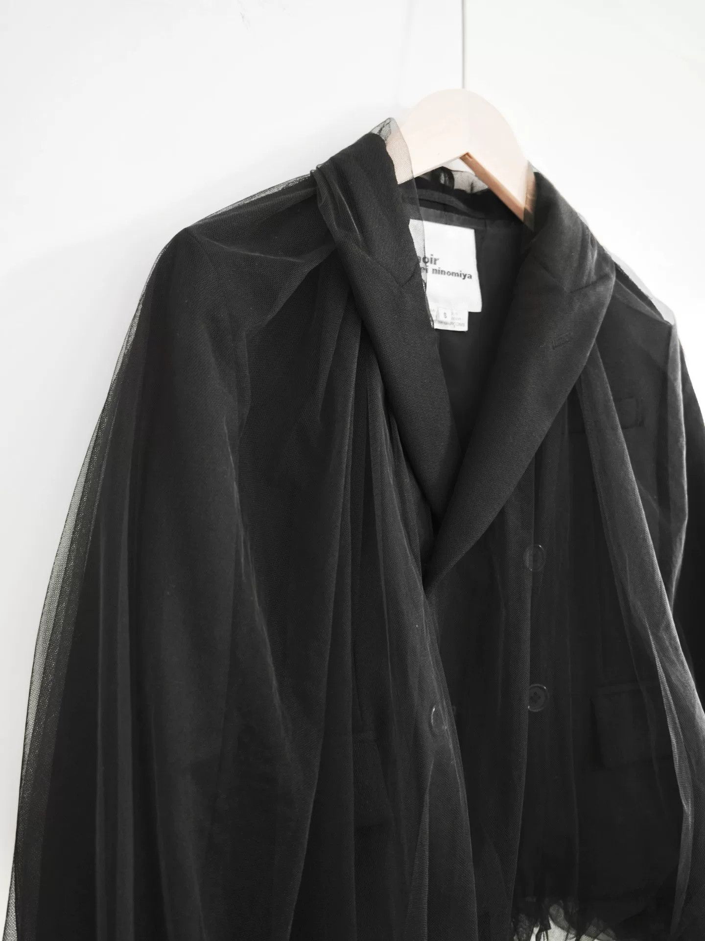 Noir Kei Ninomiya black wool and tulle blazer Size S / US 4 / IT 40 - 4 Thumbnail