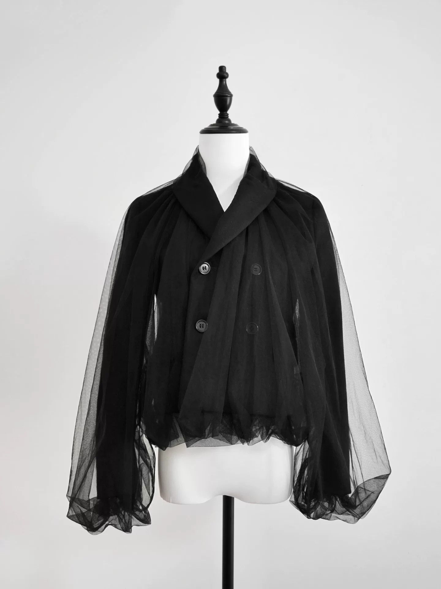 Noir Kei Ninomiya black wool and tulle blazer Size S / US 4 / IT 40 - 6 Thumbnail