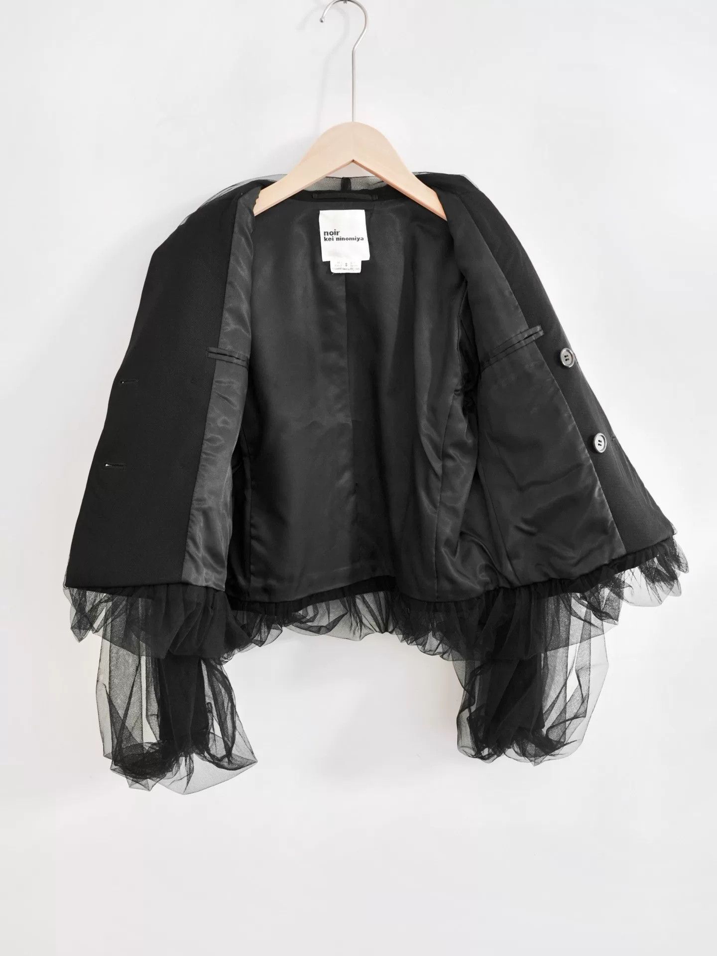 Noir Kei Ninomiya black wool and tulle blazer Size S / US 4 / IT 40 - 8 Thumbnail