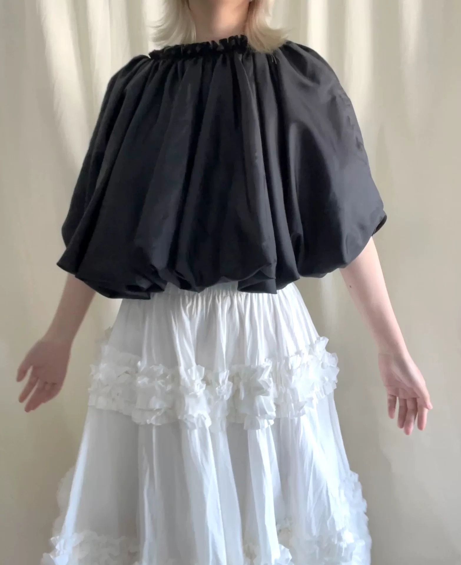 Comme des Garcons black puff sleeve floral top Size M / US 6-8 / IT 42-44 - 8 Thumbnail
