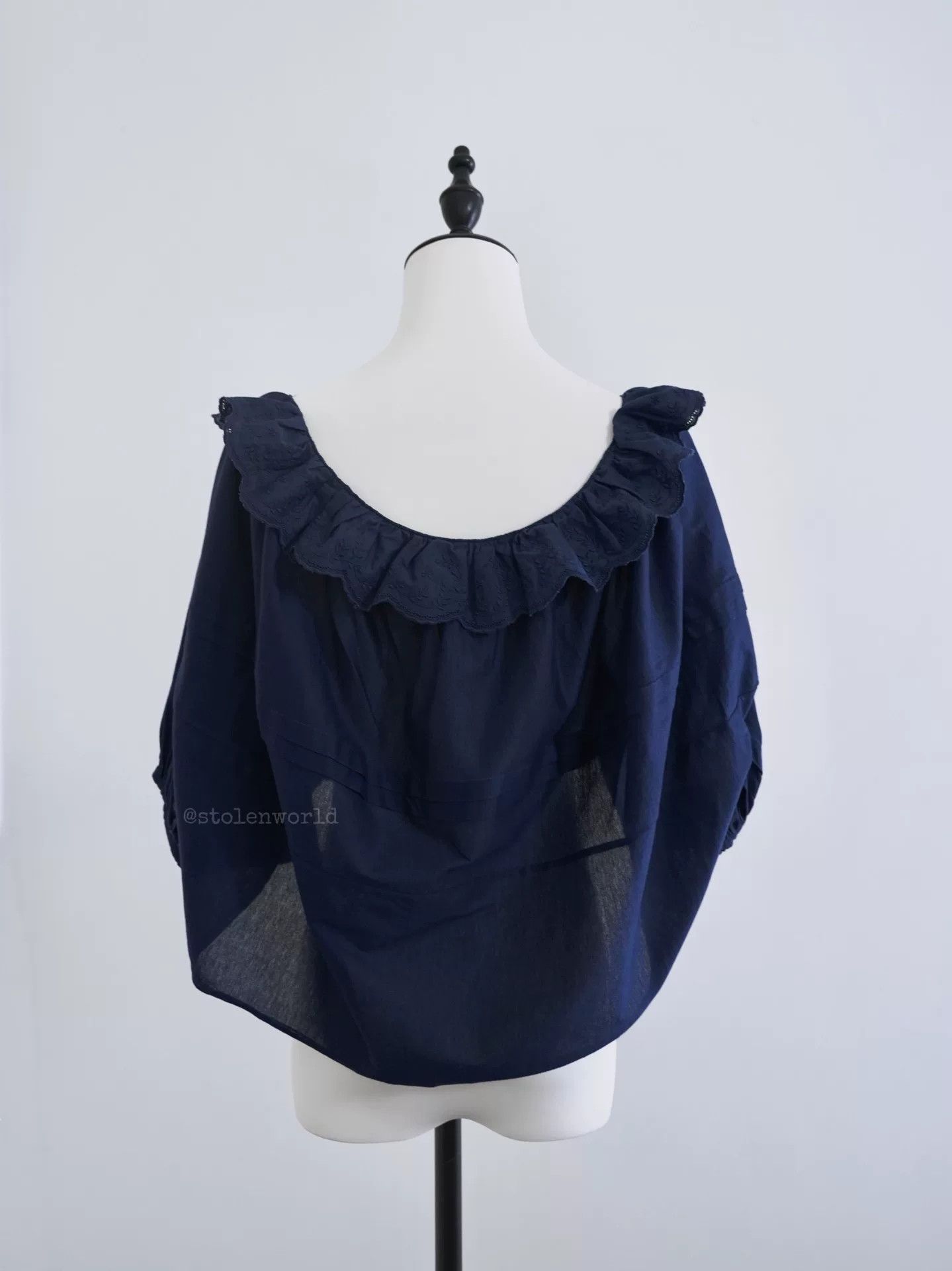 Comme des Garcons navy tie-front blouse with lace details Size M / US 6-8 / IT 42-44 - 7 Thumbnail