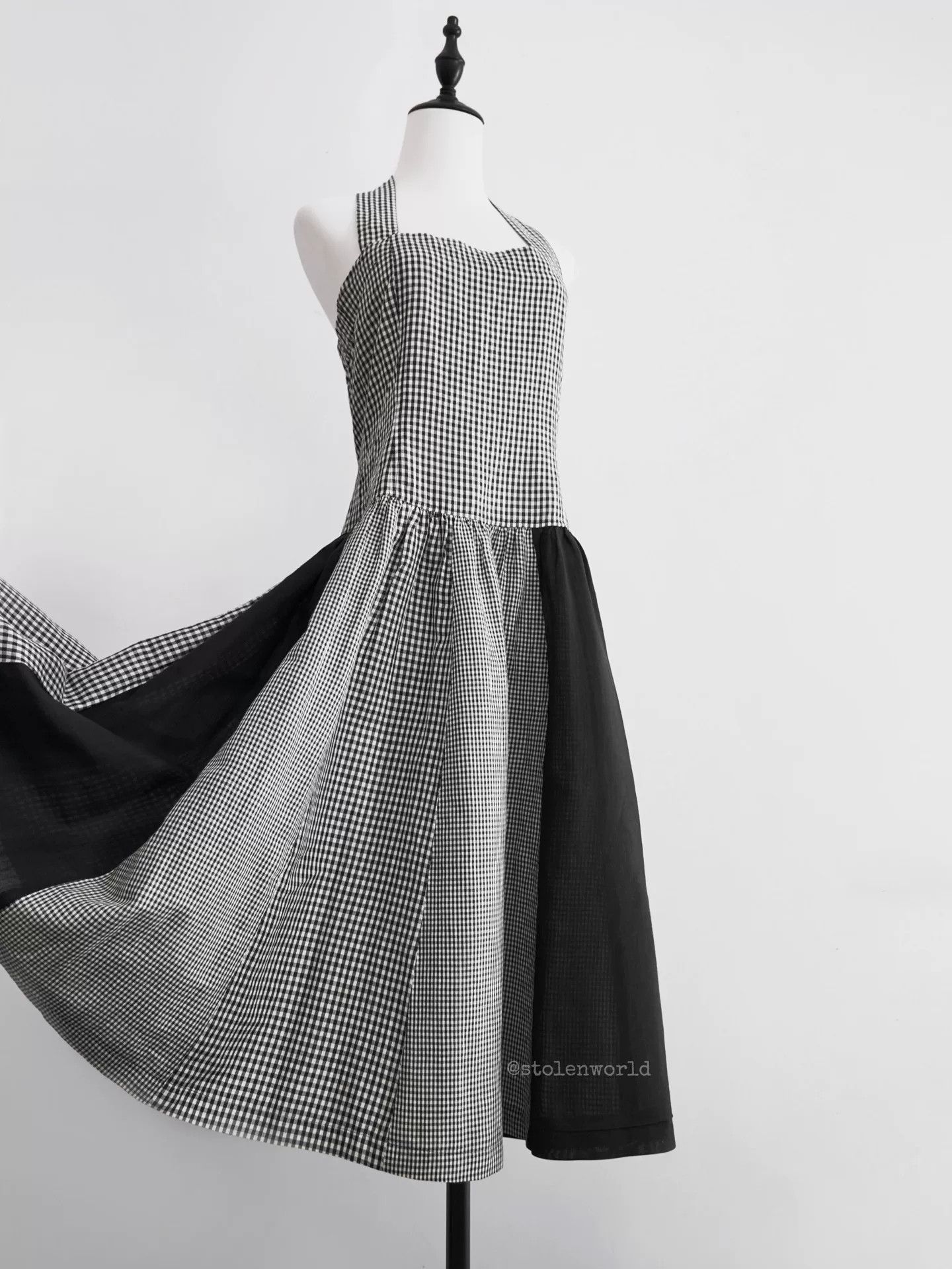 Comme des Garcons black and white check halter dress Size M / US 6-8 / IT 42-44 - 4 Thumbnail