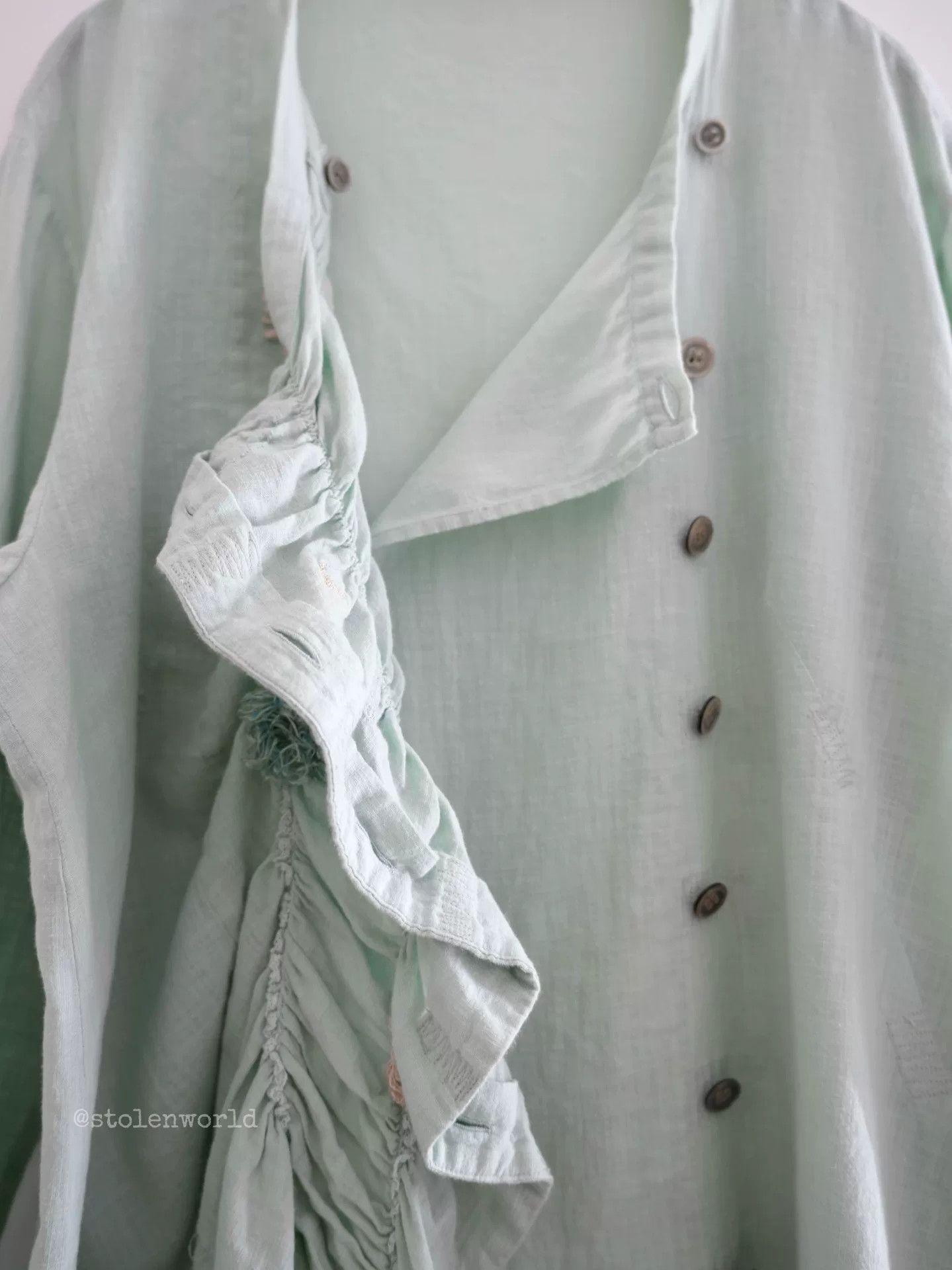 Issey Miyake Issey Miyake Haat Mint Green Blouse Size M / US 6-8 / IT 42-44 - 6 Thumbnail